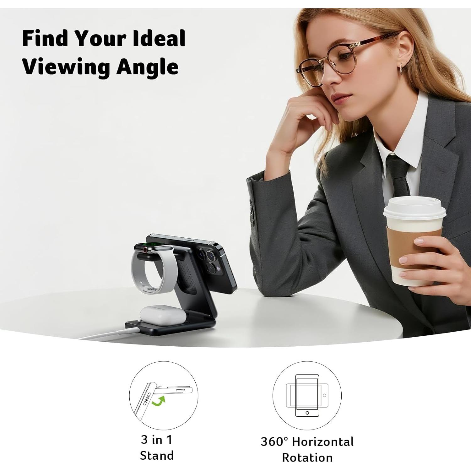 Cargador Inalámbrico Magnético Acer 3 en 1 15W para iPhone y Apple Watch