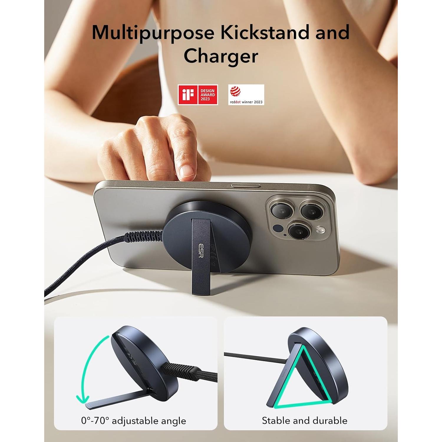 Cargador Inalámbrico ESR MagSafe 15W con Soporte - Azul