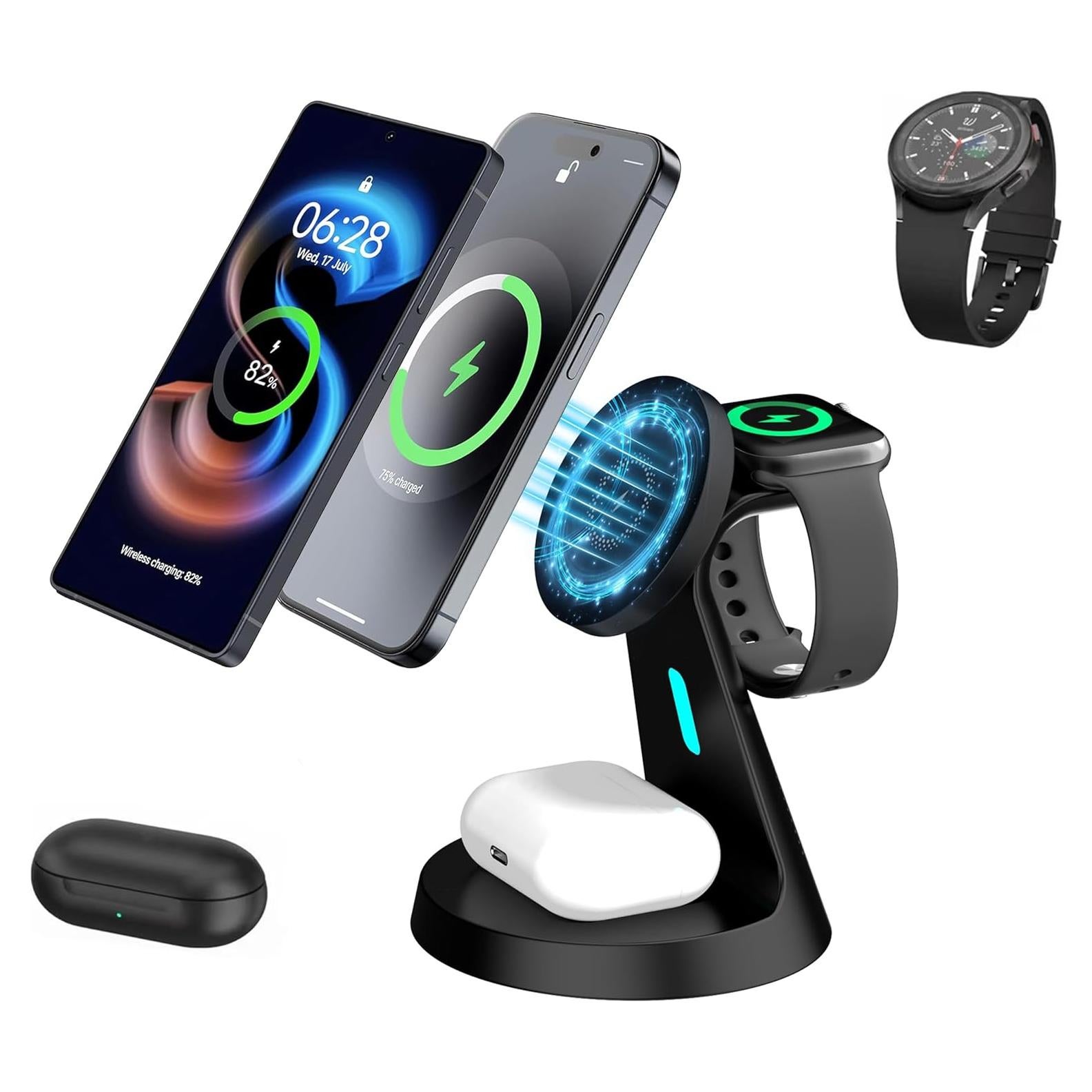 Cargador Inalámbrico Magnético 3 en 1 Guanyu Negro