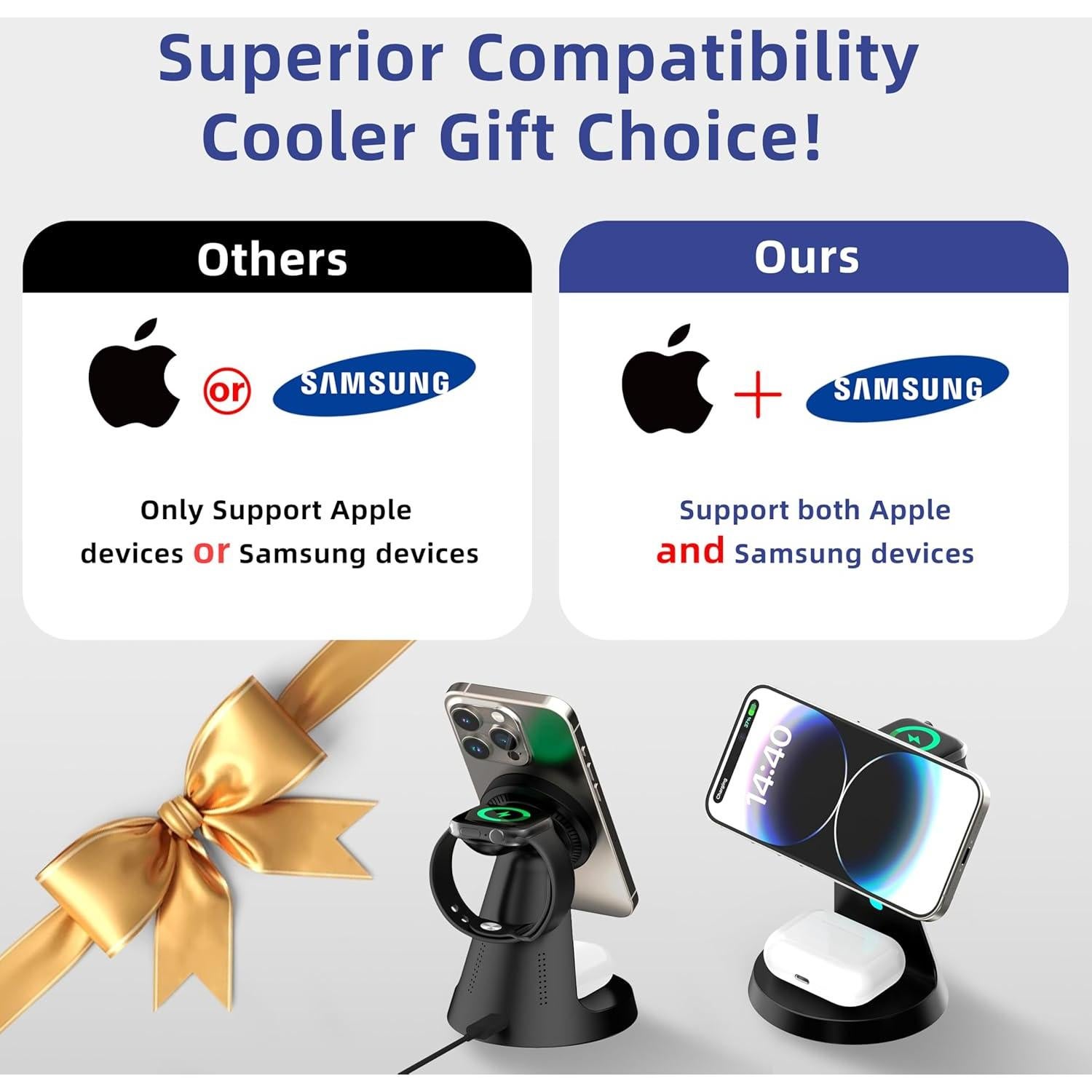 Cargador Inalámbrico Magnético 3 en 1 Guanyu Negro