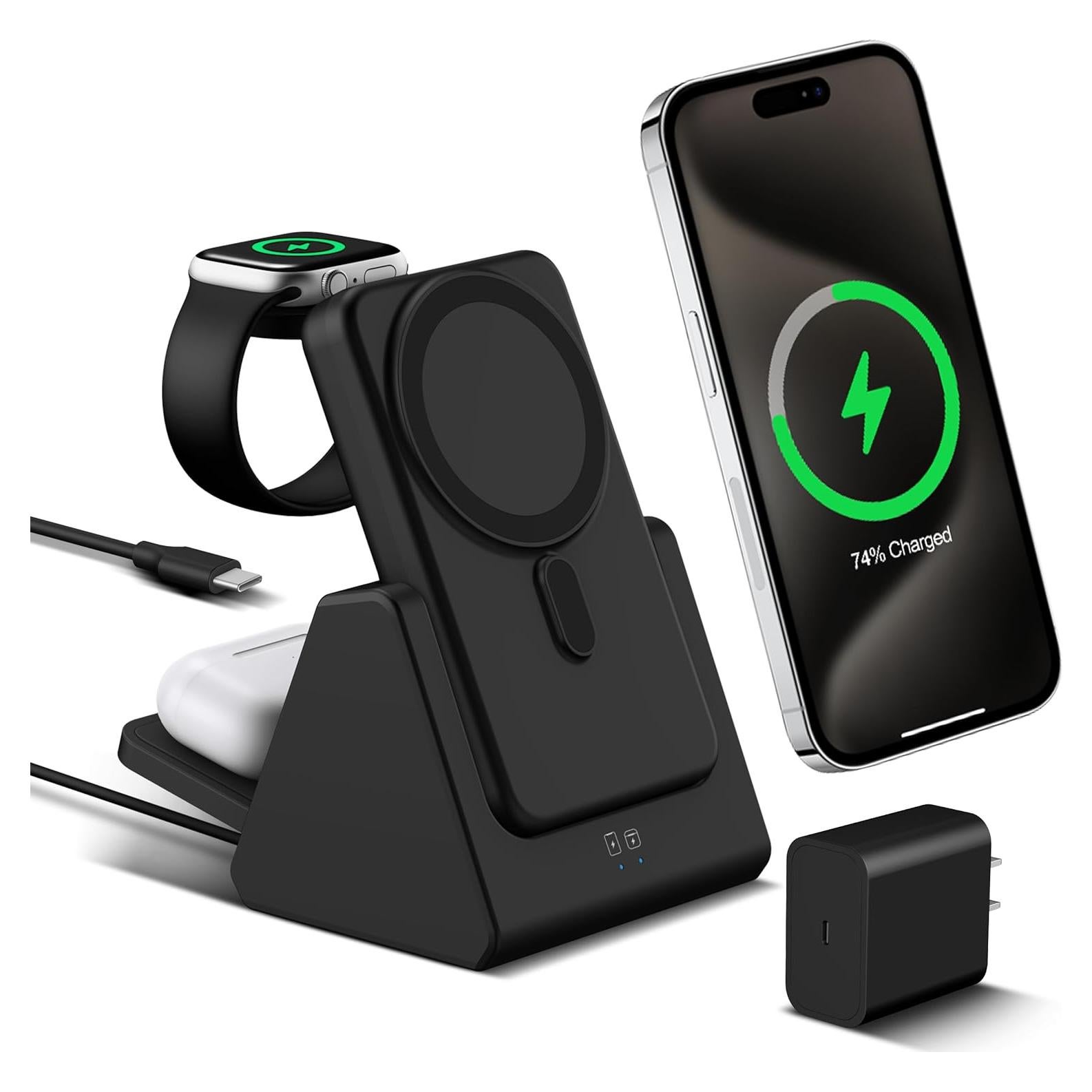 Estación de Carga Inalámbrica 3-en-1 10000mAh Negro - SuJue