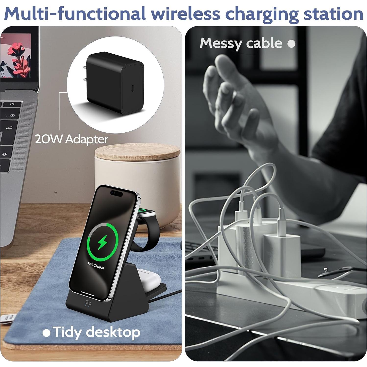 Estación de Carga Inalámbrica 3-en-1 10000mAh Negro - SuJue