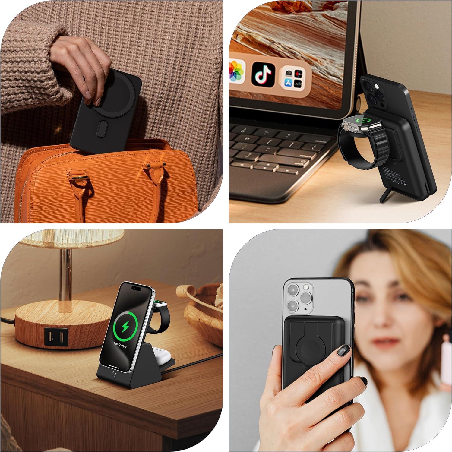 Estación de Carga Inalámbrica 3-en-1 10000mAh Negro - SuJue