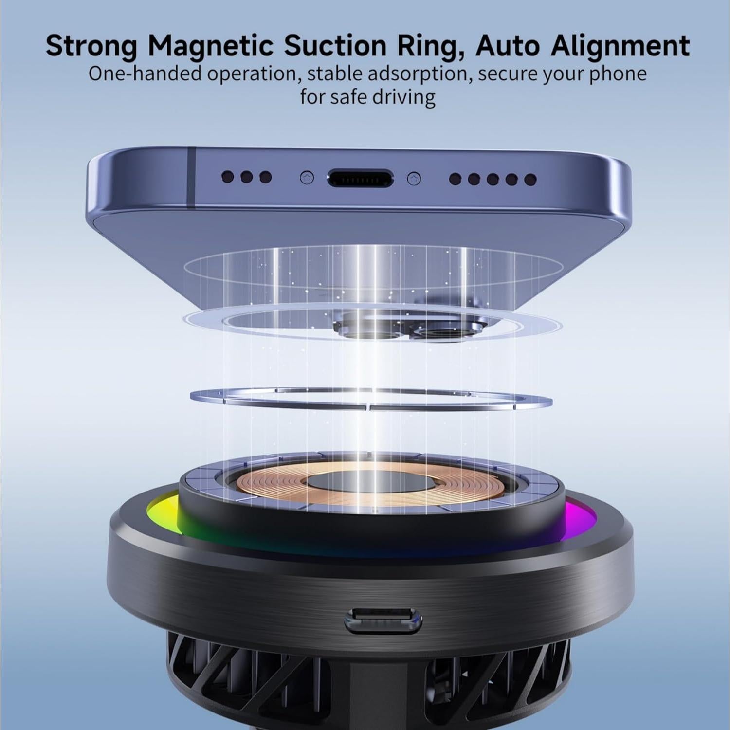 Cargador Inalámbrico Qi2 15W MagSafe con Enfriamiento Peltier