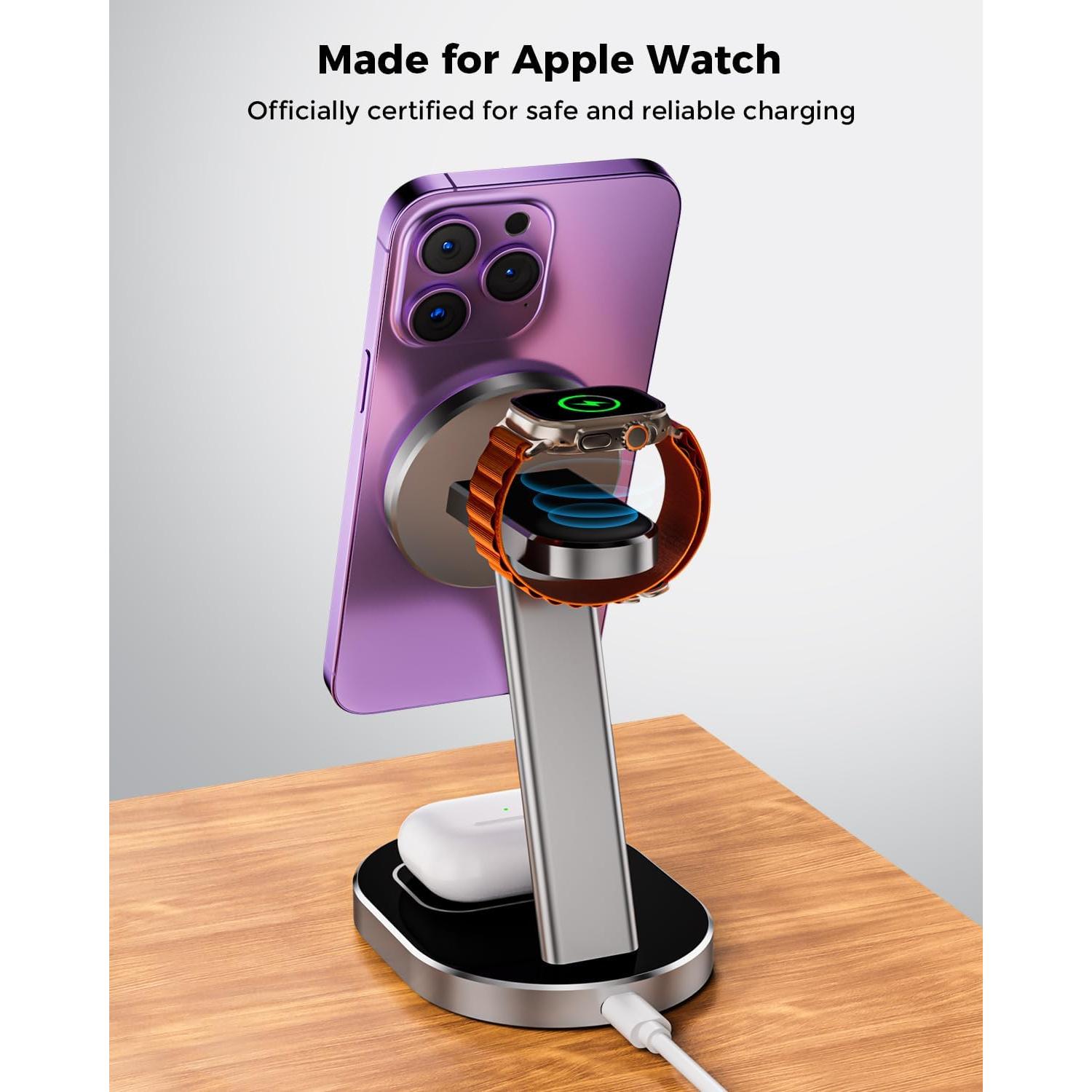 Cargador Inalámbrico 3 en 1 Kimnix para iPhone y Apple Watch