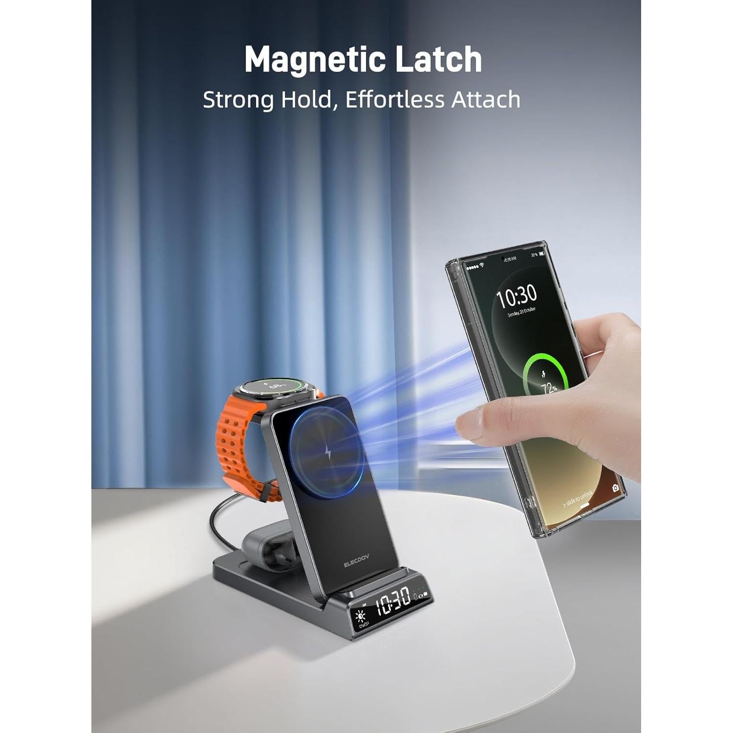 Cargador Inalámbrico Magnético 3 en 1 Elecdov para Samsung