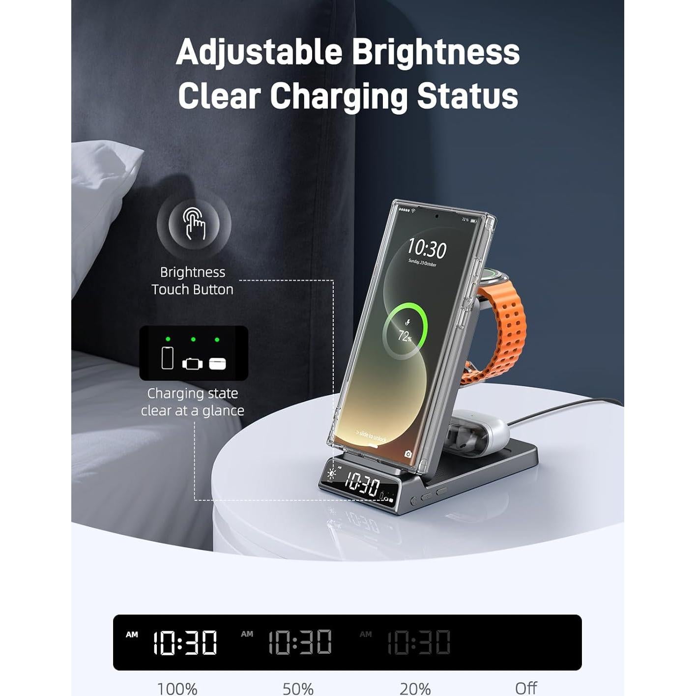 Cargador Inalámbrico Magnético 3 en 1 Elecdov para Samsung