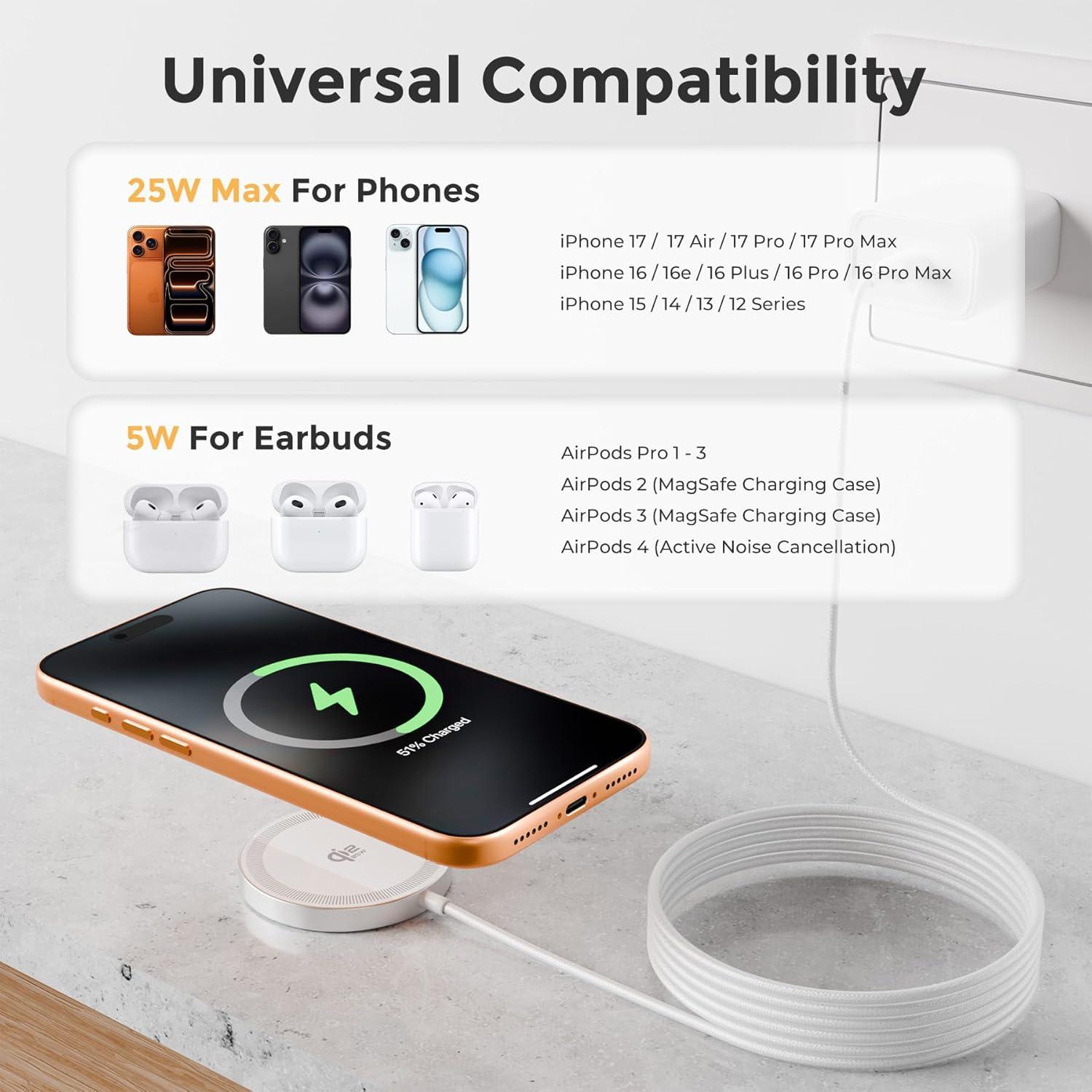 Base de Carga Inalámbrica Magnética 25W para iPhone y AirPods