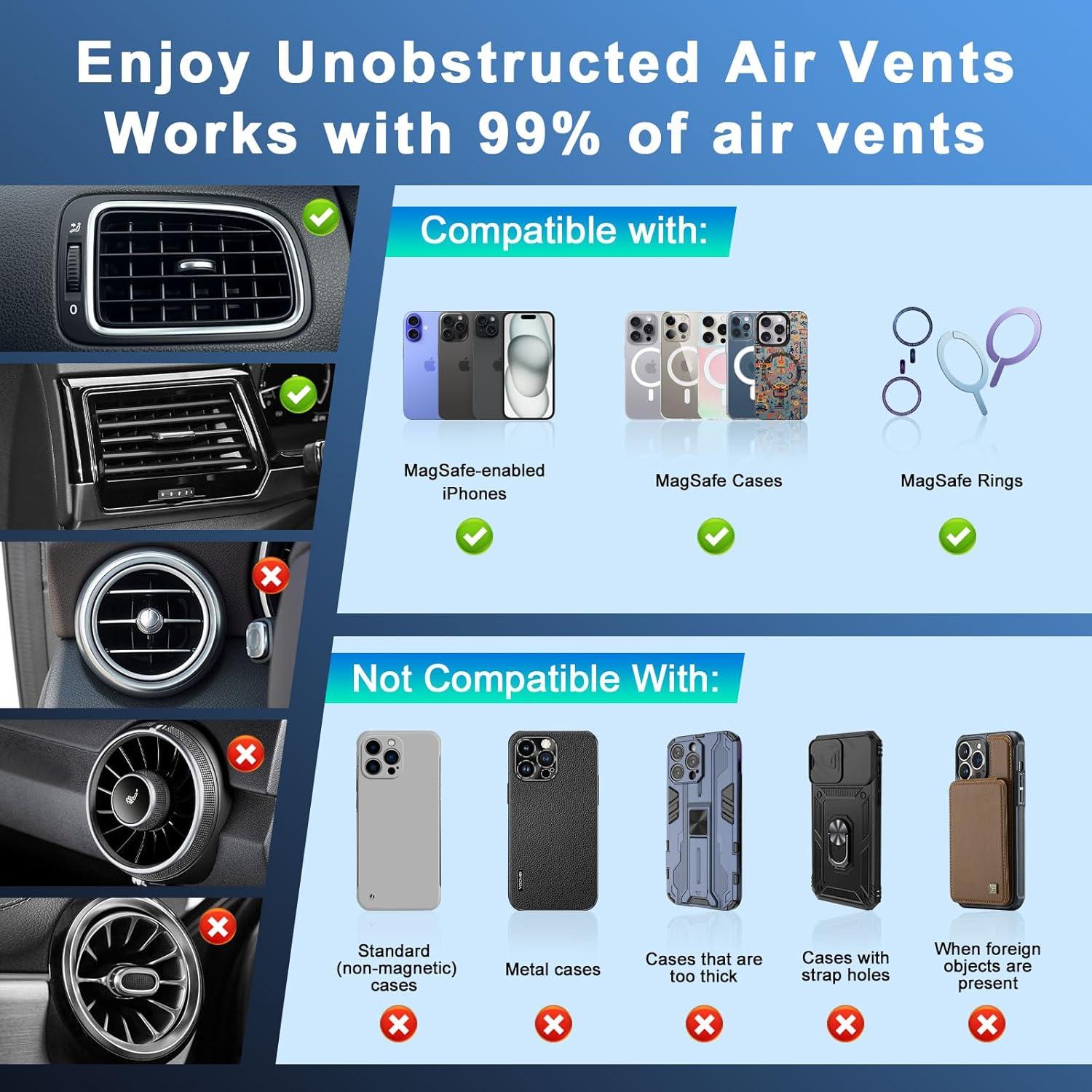 Cargador de Coche Inalámbrico Qi2 OUNAIDE 15W para iPhone