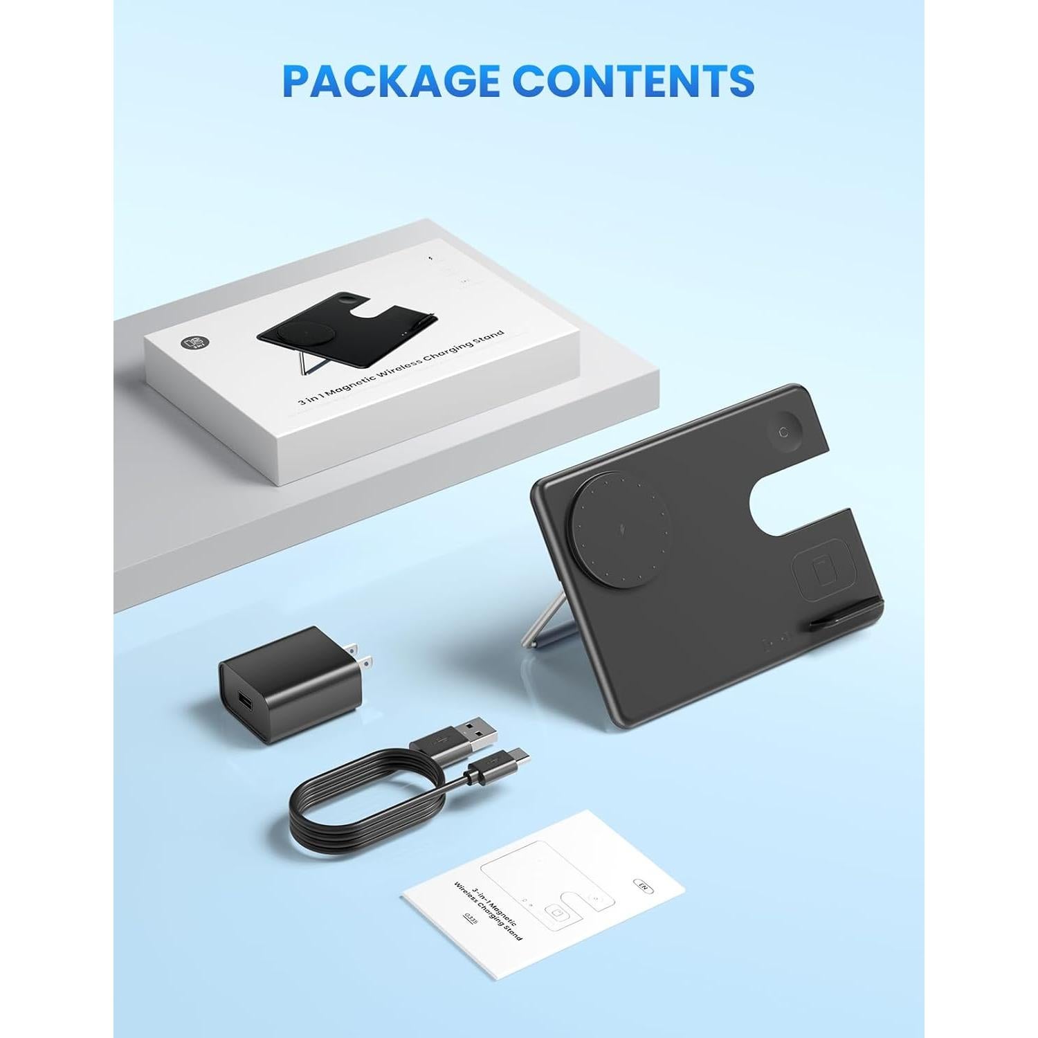 Cargador Inalámbrico 3 en 1 JoyGeek para iPhone 15/14/13/12