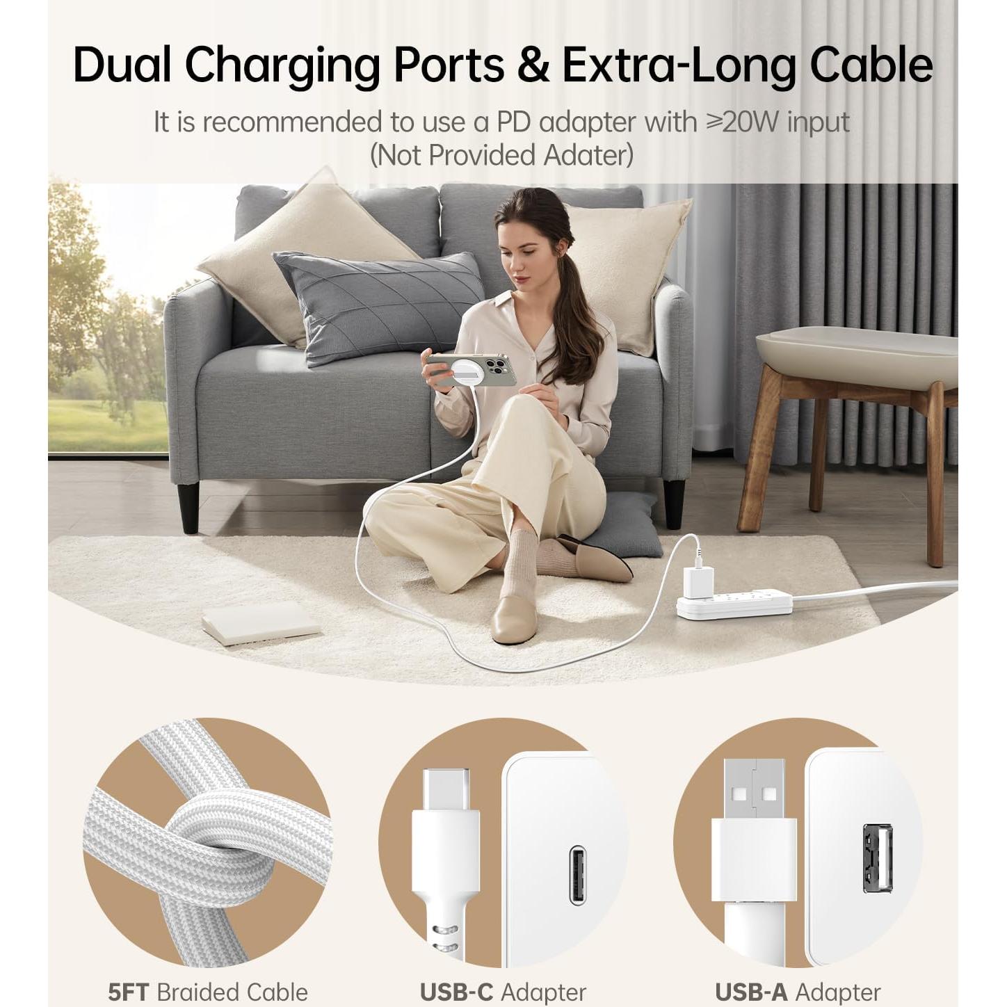 Cargador Inalámbrico Meifigno Qi2 15W para iPhone y AirPods