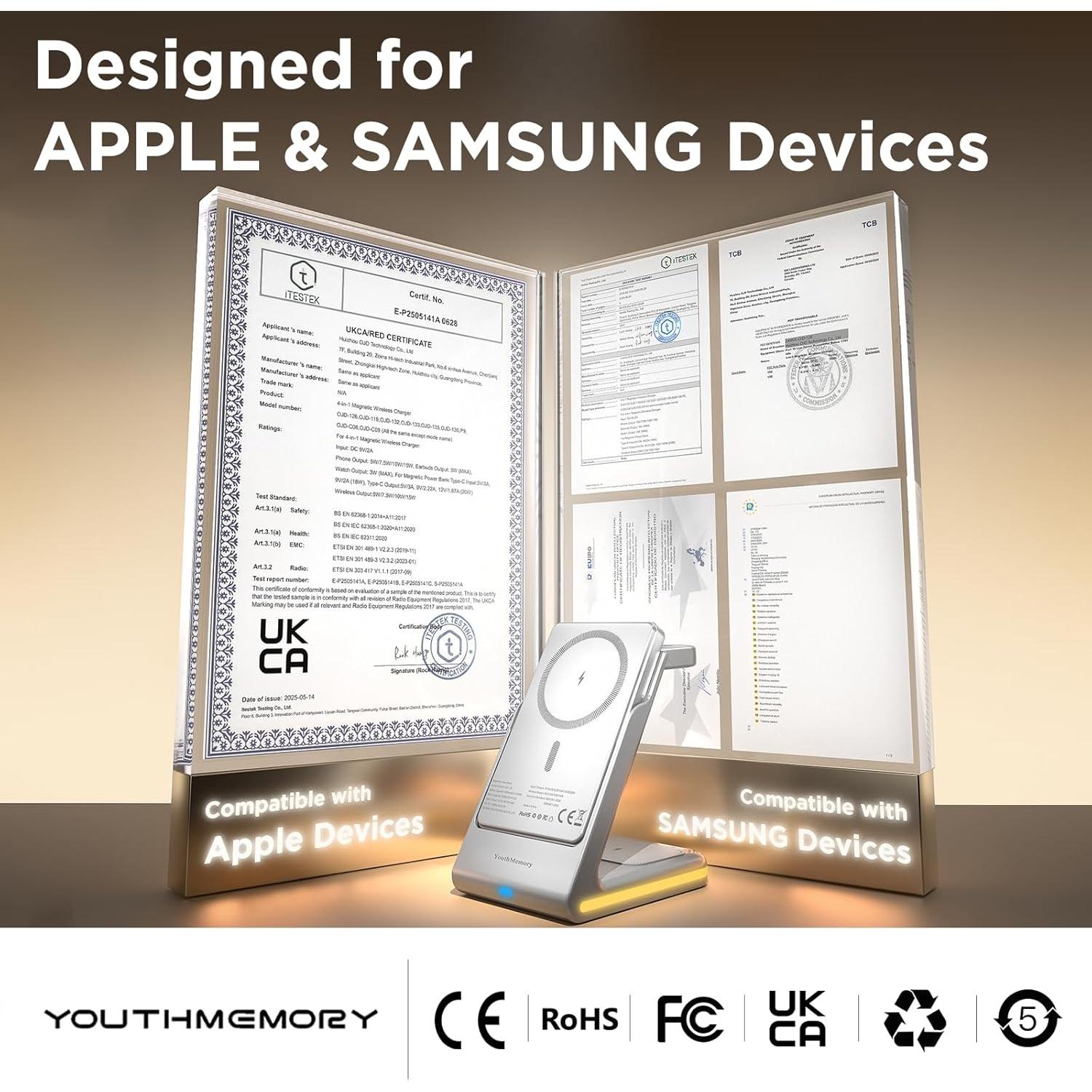 Estación de Carga Inalámbrica 5 en 1 YouthMemory con Banco de Energía 5000mAh