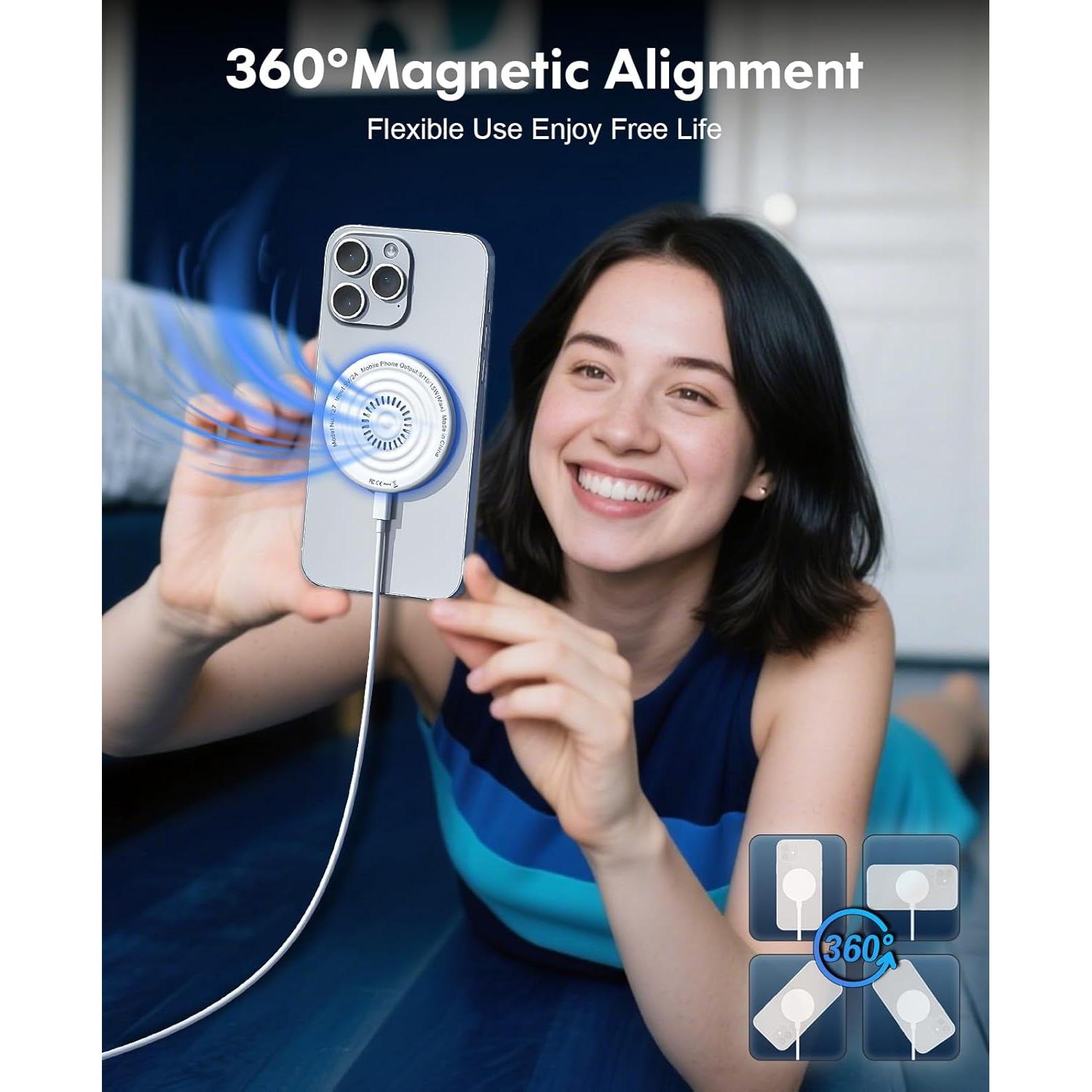 Cargador Inalámbrico MagSafe 15W con Adaptador 20W y Cables 6FT