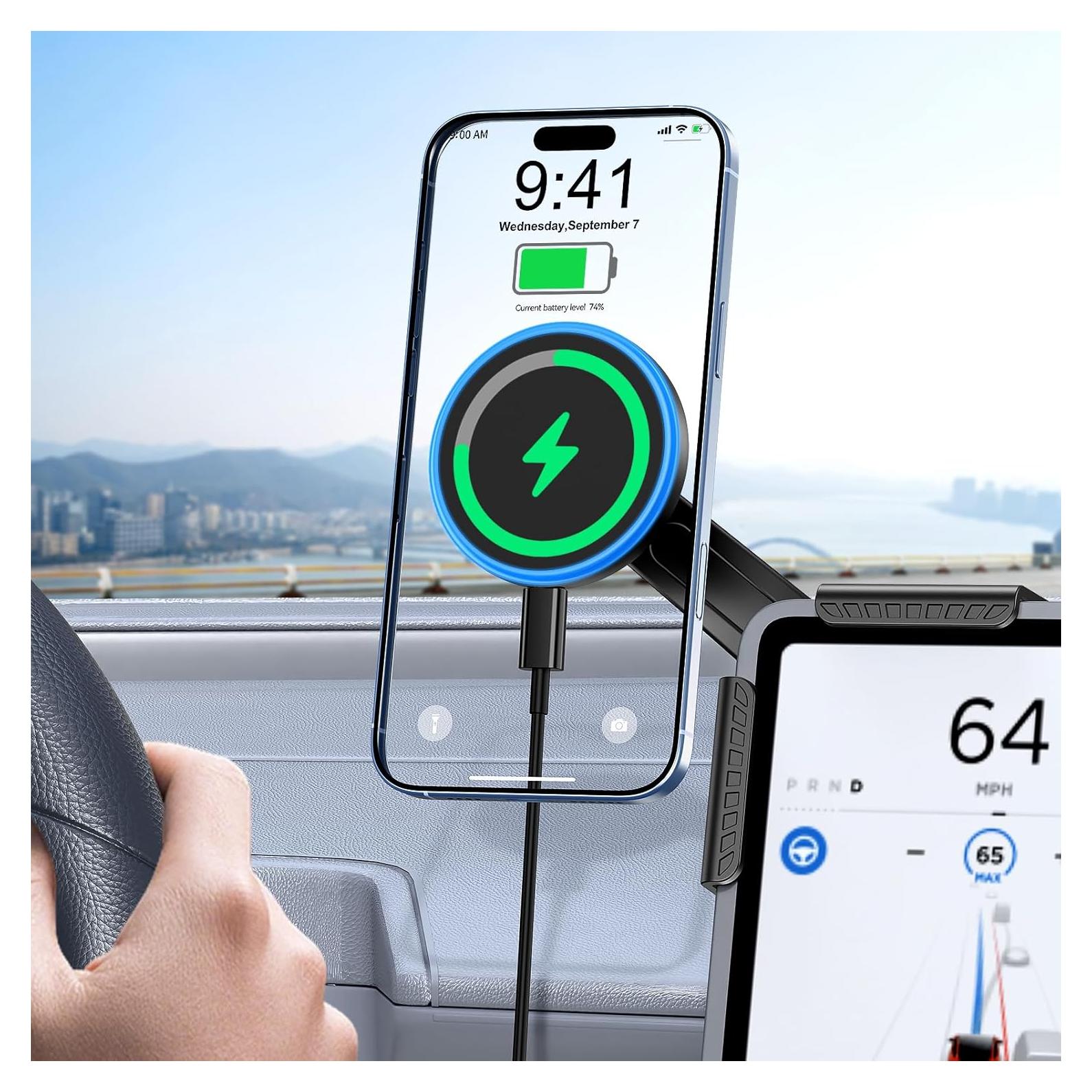 Cargador Inalámbrico para Coche Tesla Bokilino 15W Negro