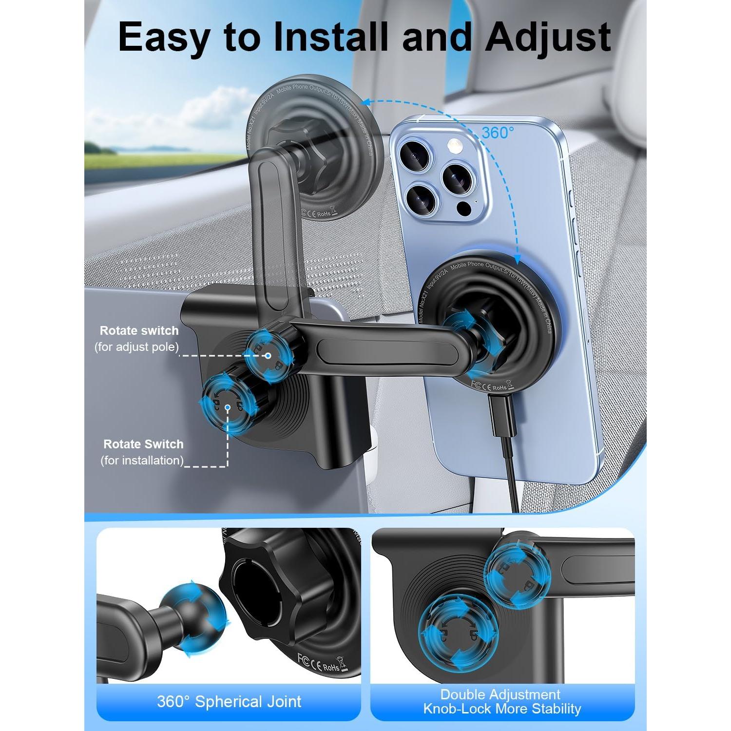 Cargador Inalámbrico para Coche Tesla Bokilino 15W Negro