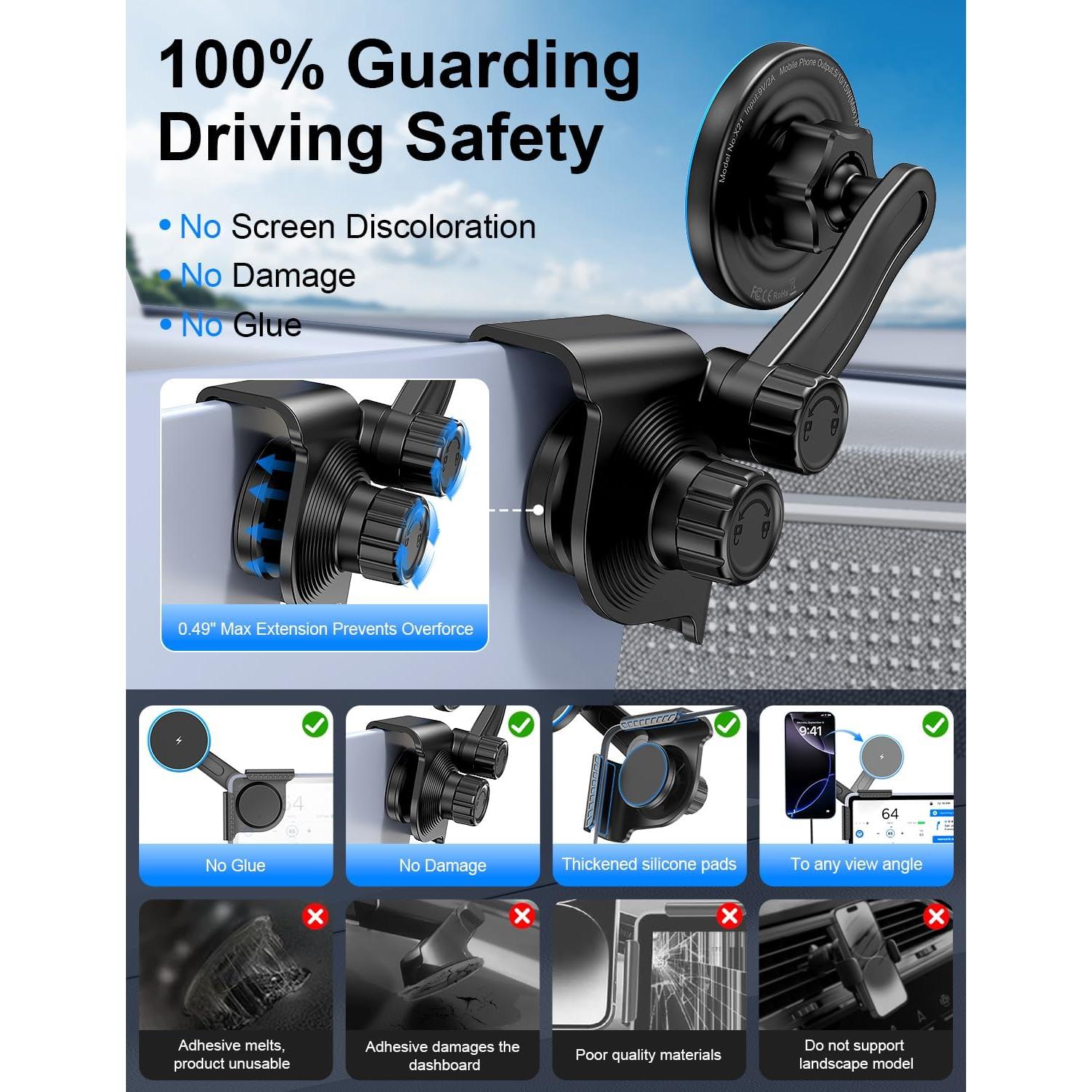 Cargador Inalámbrico para Coche Tesla Bokilino 15W Negro