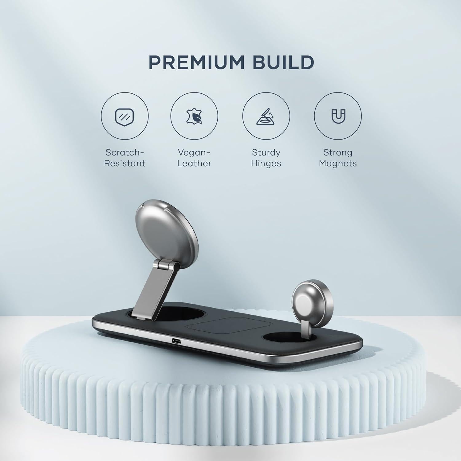 Base de Carga Inalámbrica Satechi Qi2 3 en 1 15W para iPhone