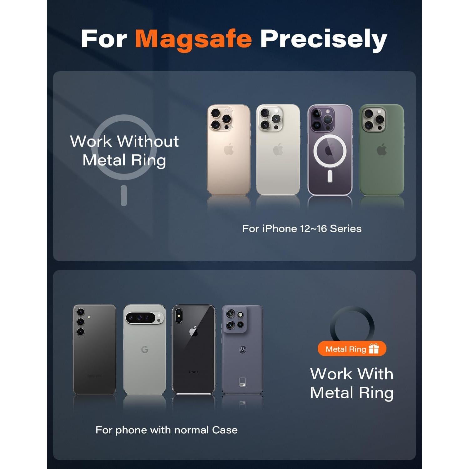 Cargador Inalámbrico de Coche APPS2Car Qi2 15W MagSafe Negro