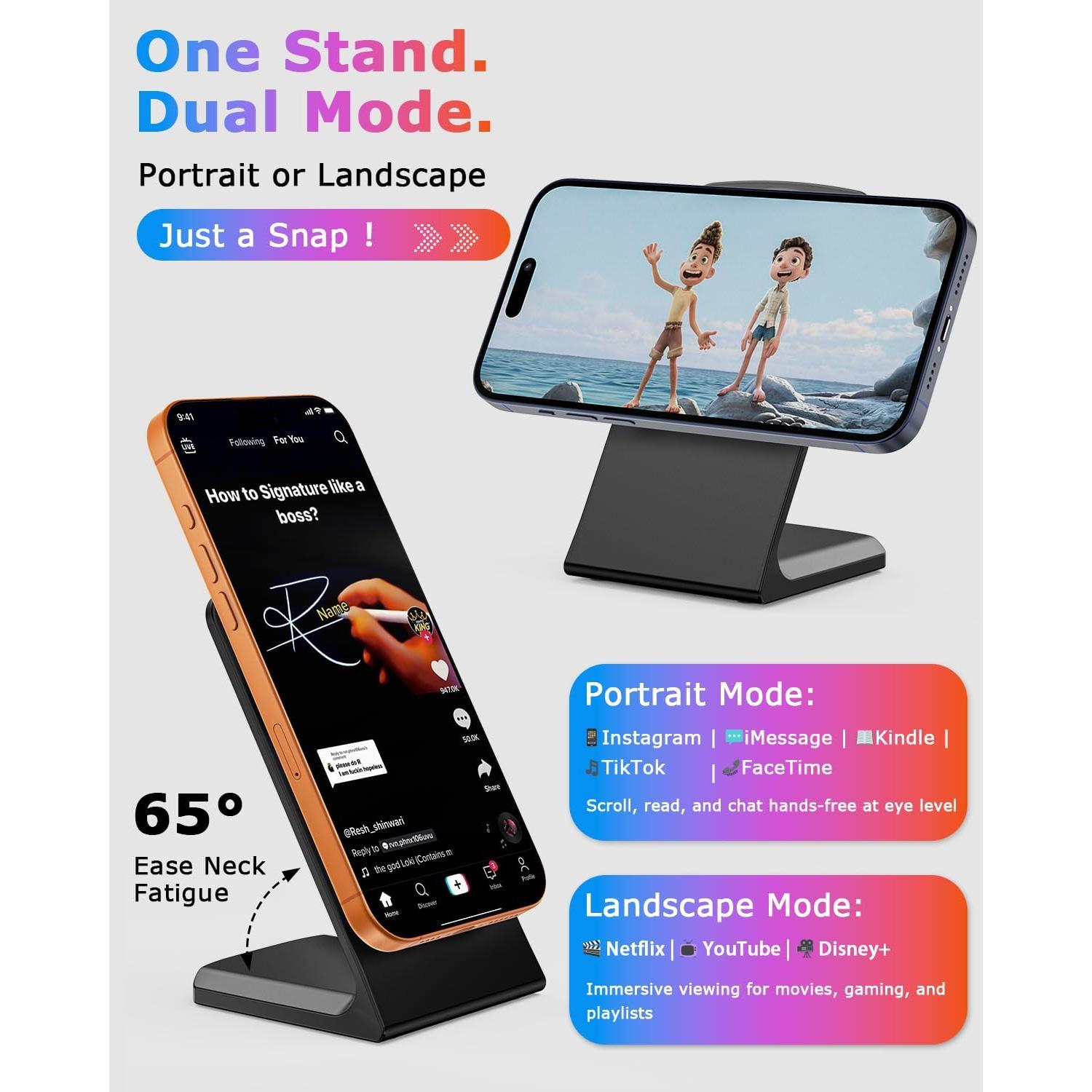 Soporte Cargador Inalámbrico MagSafe 15W Indigotech Q740 Pro Negro