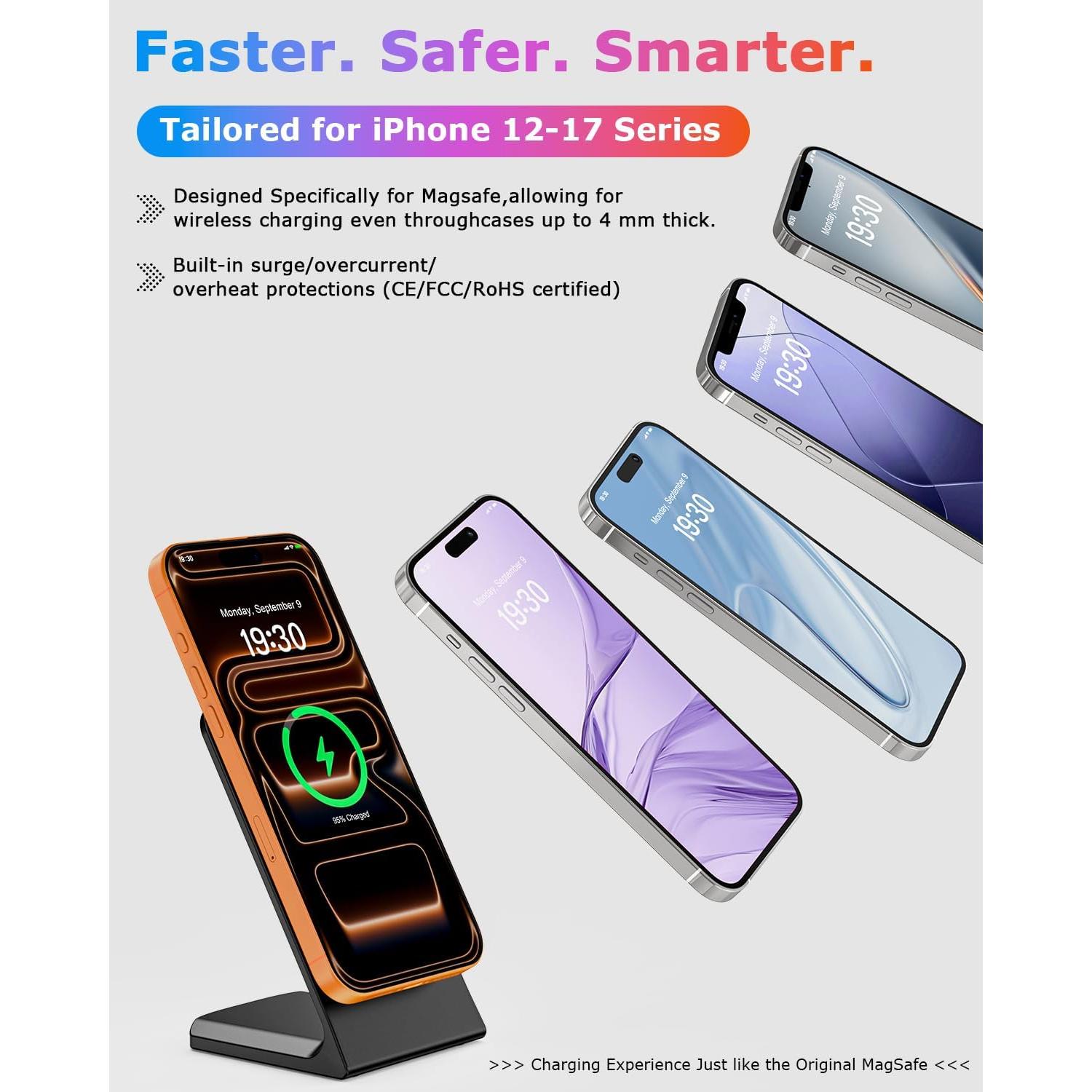 Soporte Cargador Inalámbrico MagSafe 15W Indigotech Q740 Pro Negro