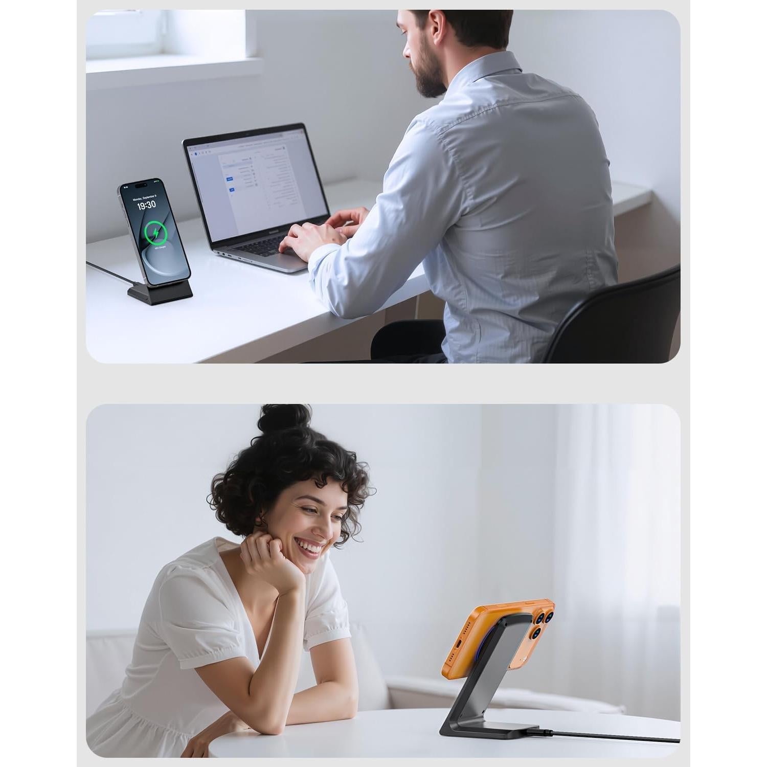 Soporte Cargador Inalámbrico MagSafe 15W Indigotech Q740 Pro Negro