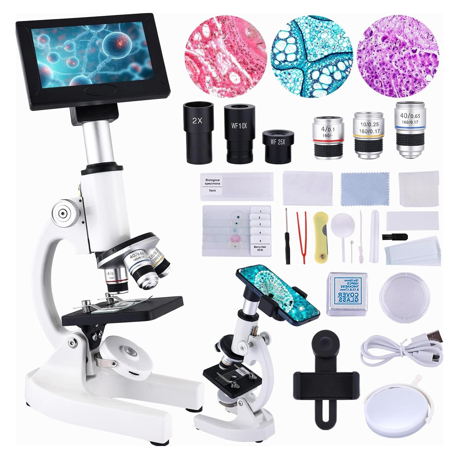 Microscopio OOZSTAR 40X-2500X con Pantalla 4.3" y Cámara 5MP