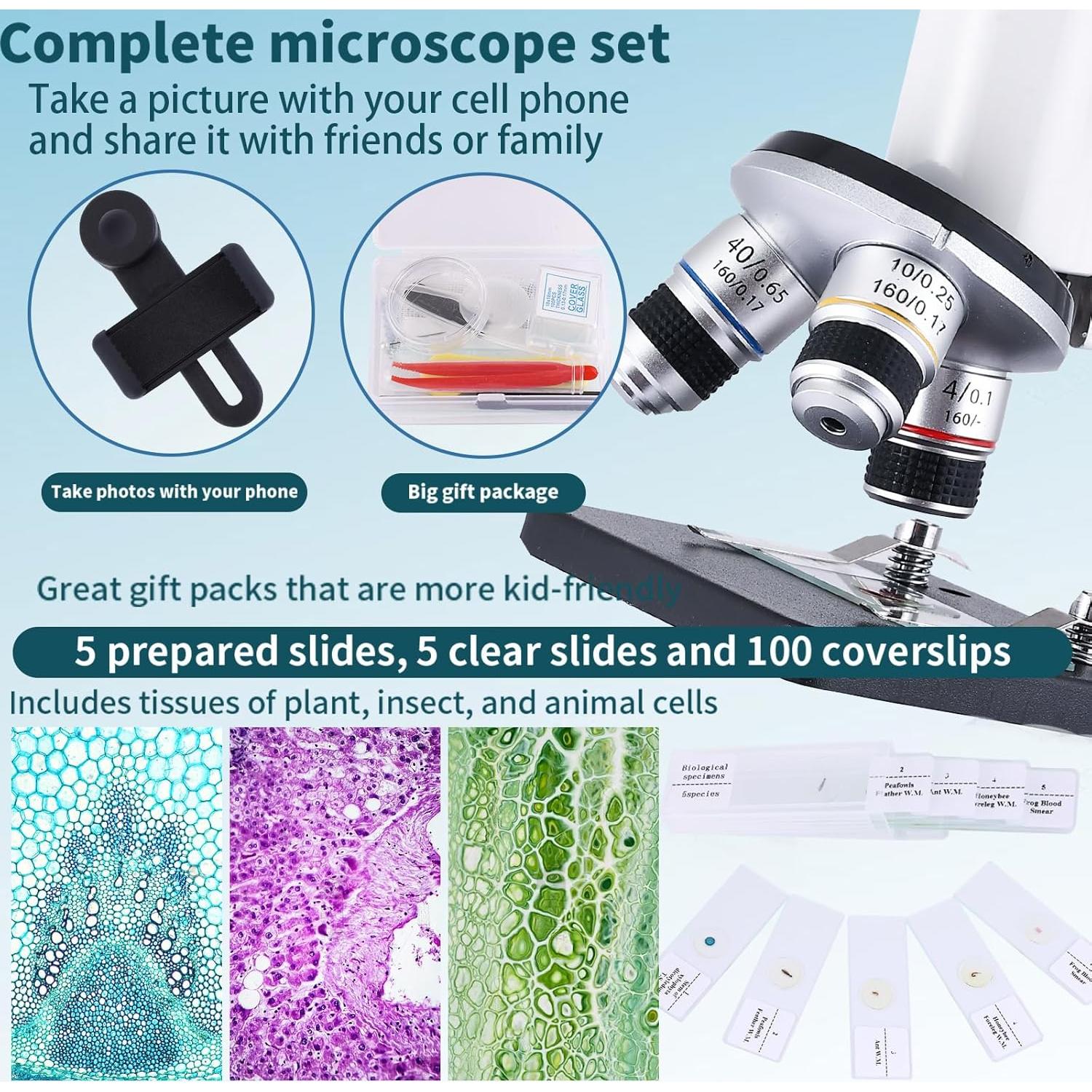 Microscopio OOZSTAR 40X-2500X con Pantalla 4.3" y Cámara 5MP