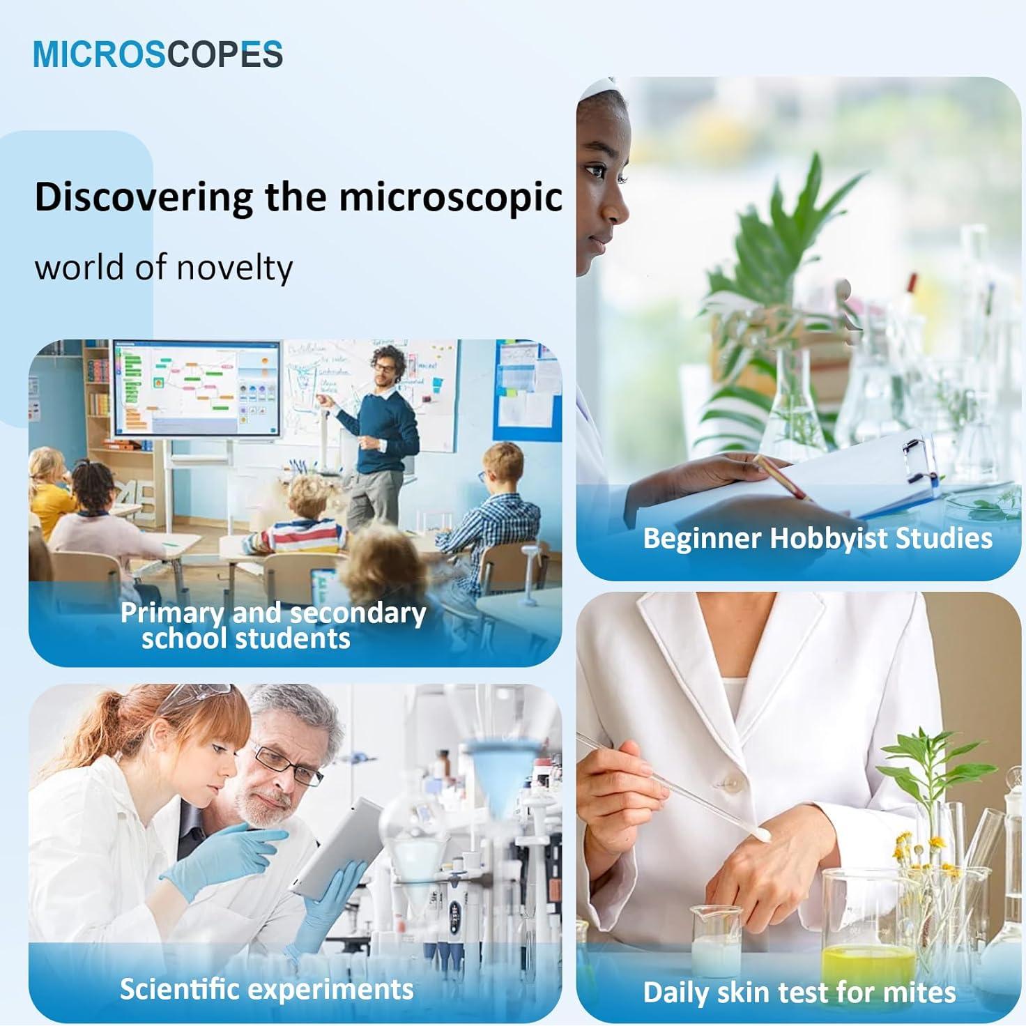 Microscopio OOZSTAR 40X-2500X con Pantalla 4.3" y Cámara 5MP