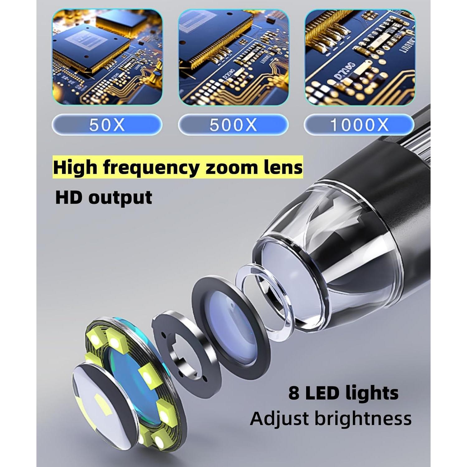 Microscopio Digital HUPECHAM 1000X 1080P LCD 4.3" Recargable