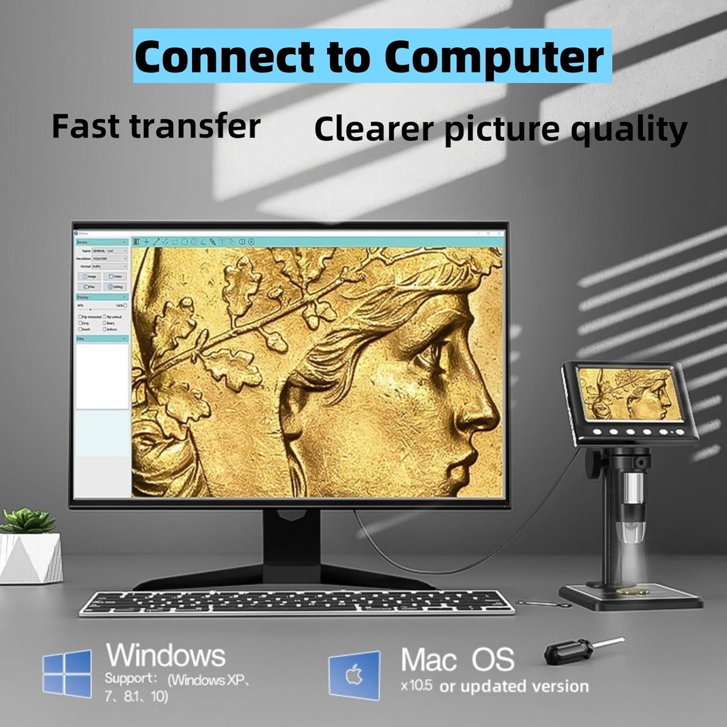 Microscopio Digital HUPECHAM 1000X 1080P LCD 4.3" Recargable