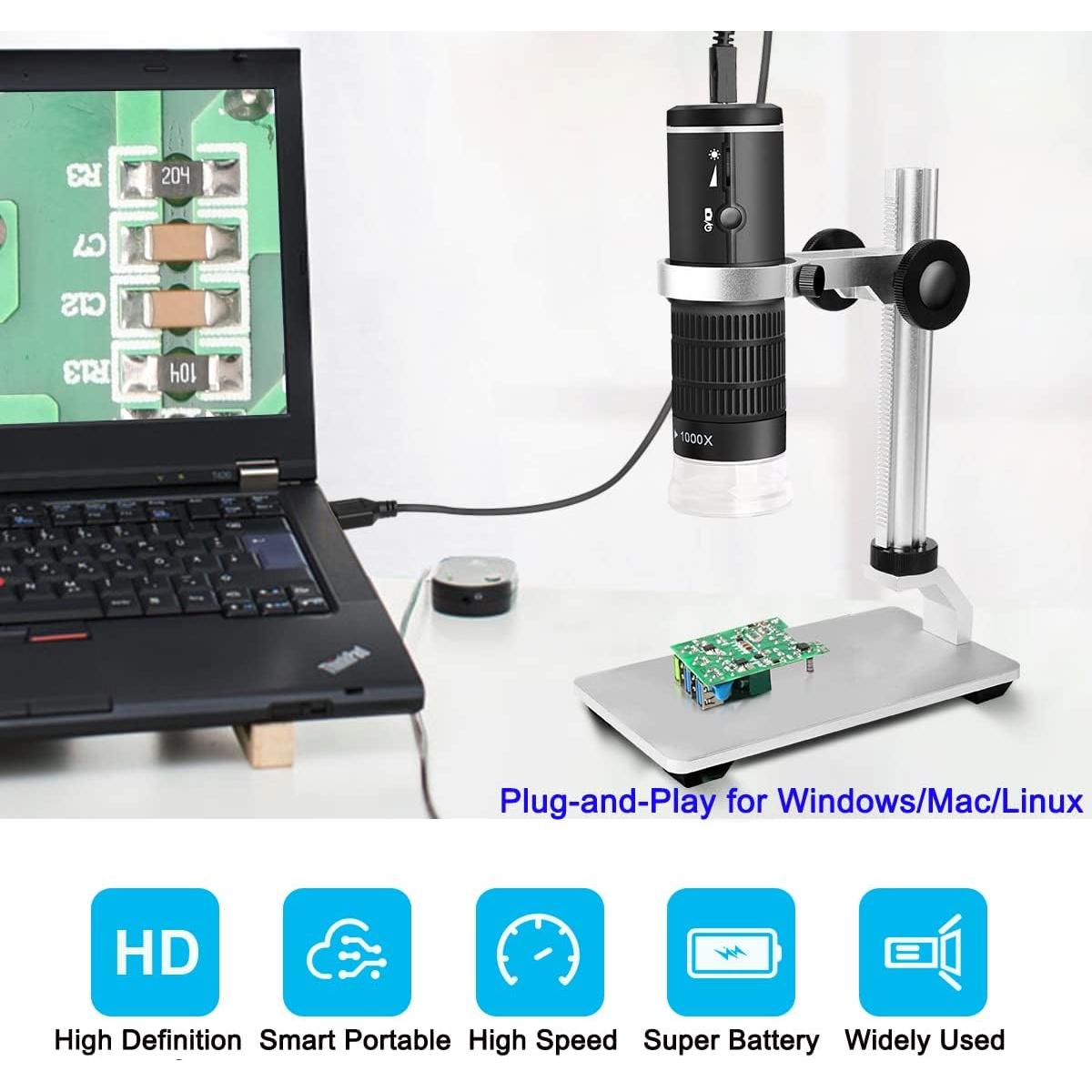 Microscopio Digital WiFi Jiusion 50-1000x HD con Soporte