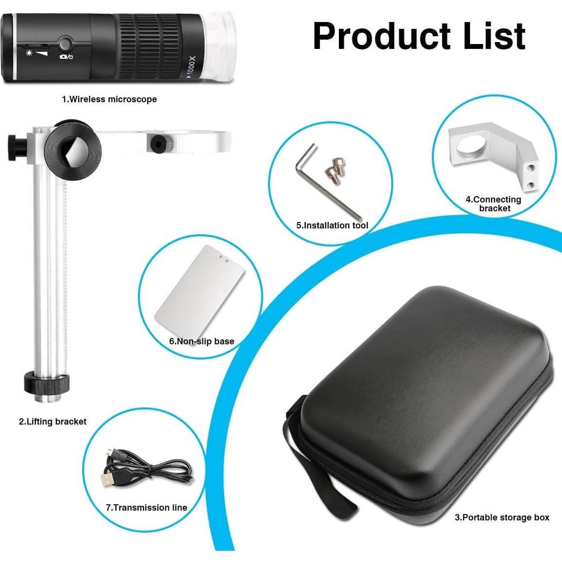Microscopio Digital WiFi Jiusion 50-1000x HD con Soporte