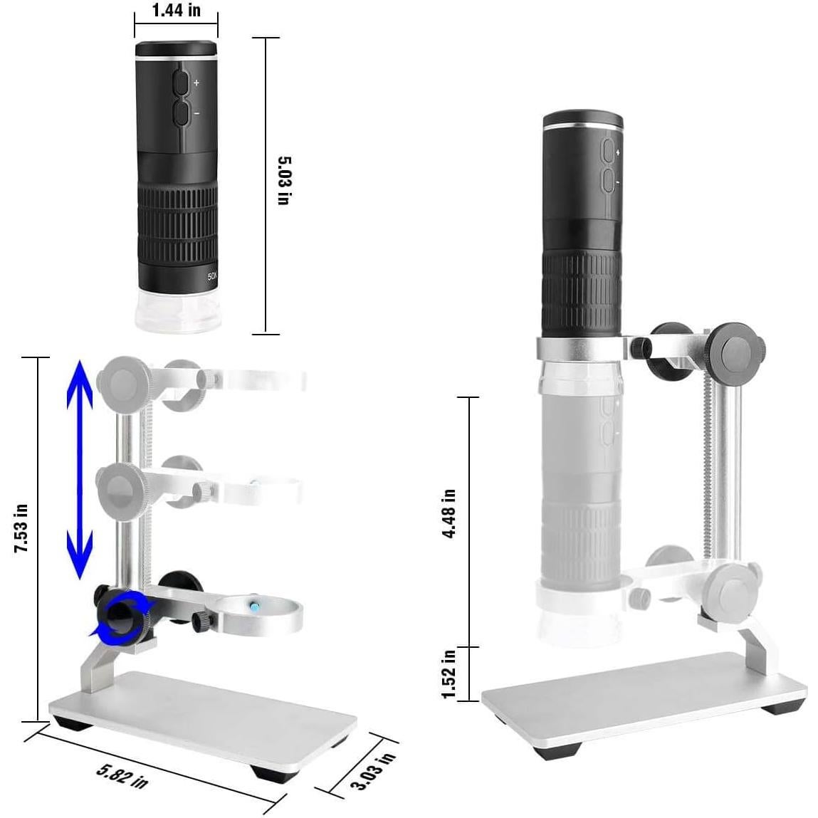 Microscopio Digital WiFi Jiusion 50-1000x HD con Soporte
