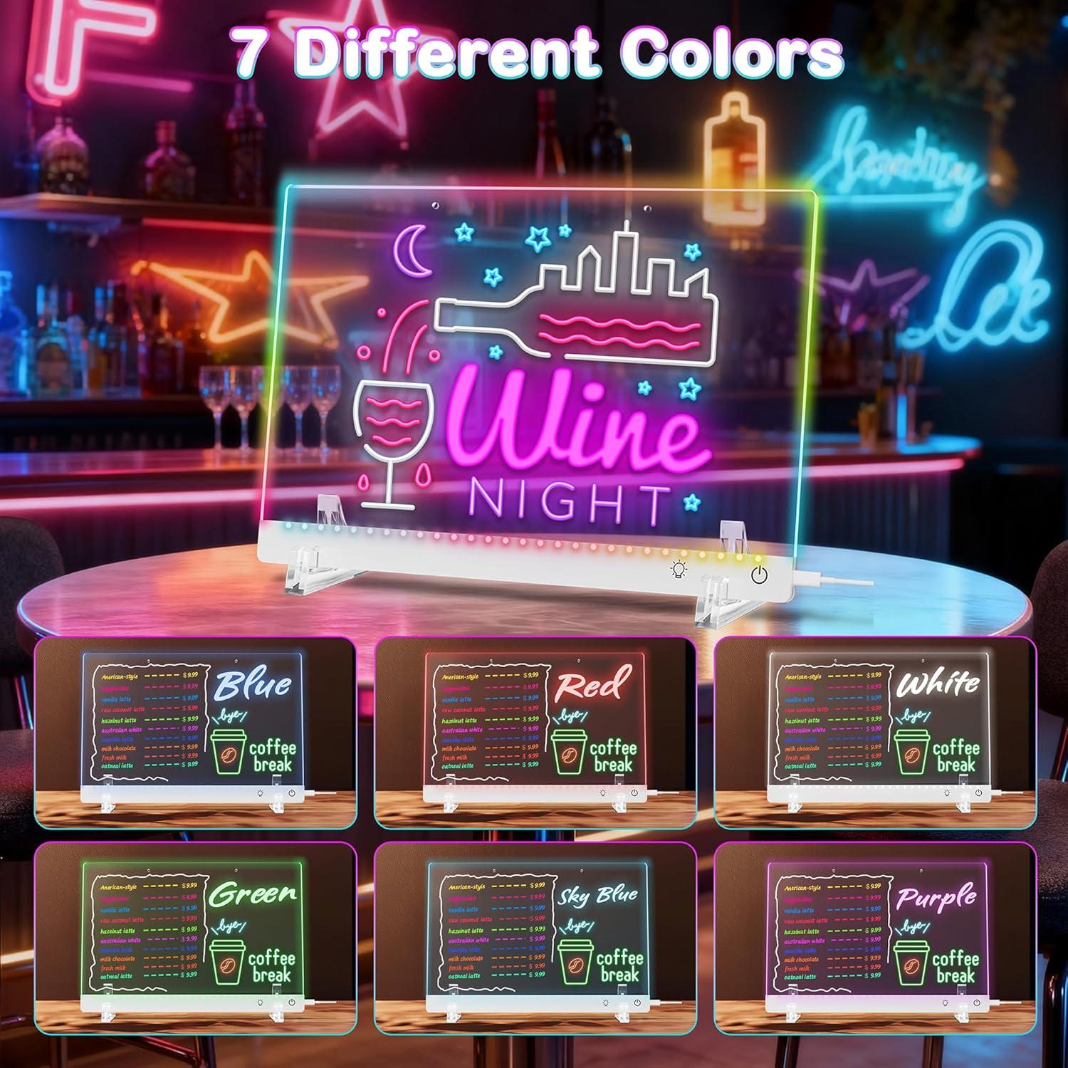 Tablero de Notas LED Gift4U 35x25 cm 7 Colores 4 Modos