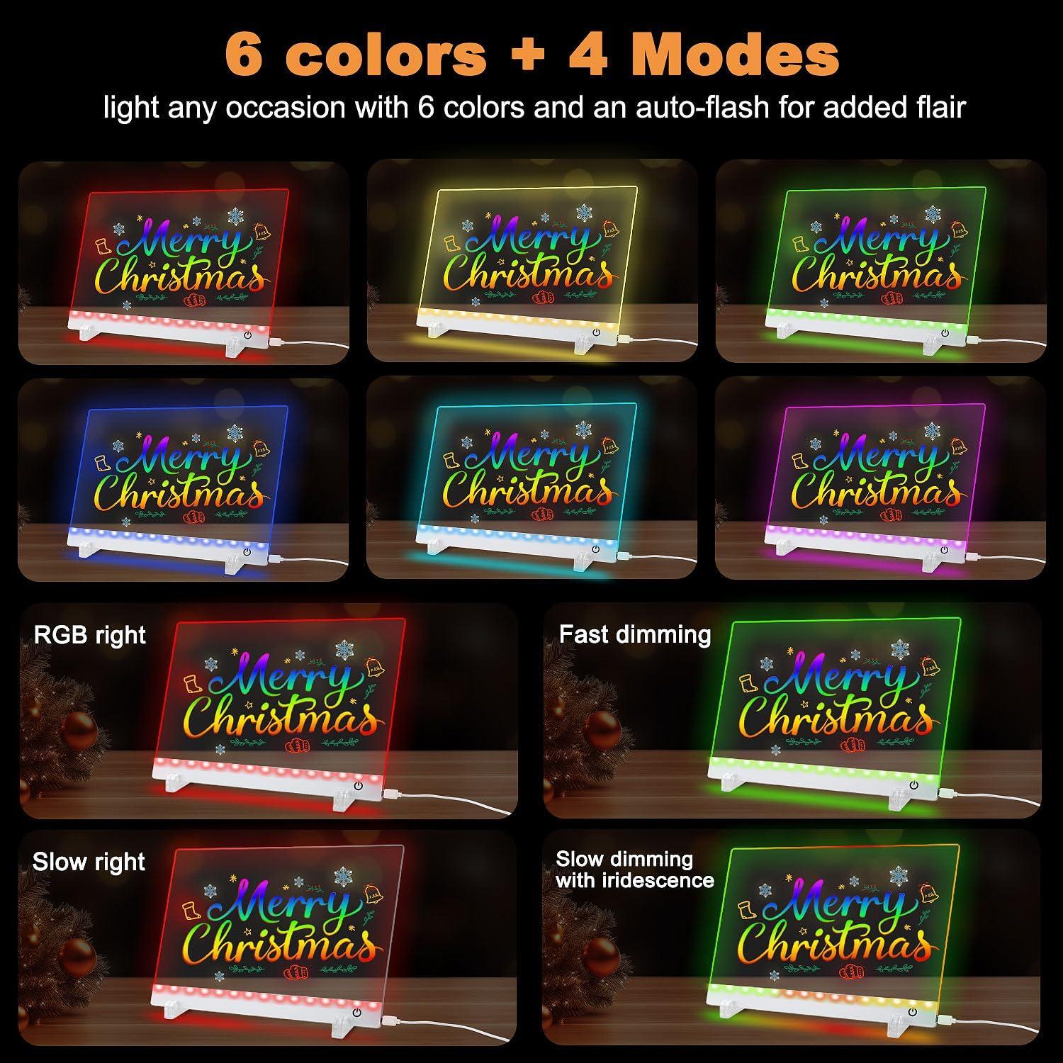 Tablero de Notas LED KJBJWJSLBD 34.8x25.4 cm con 7 Marcadores