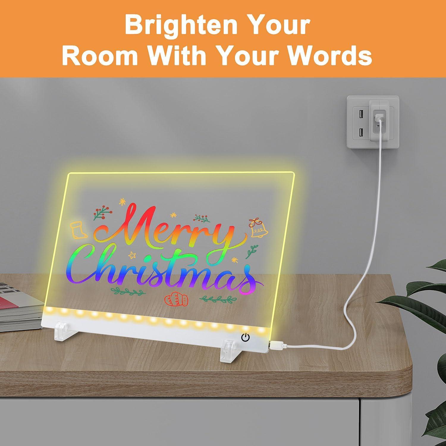 Tablero de Notas LED KJBJWJSLBD 34.8x25.4 cm con 7 Marcadores