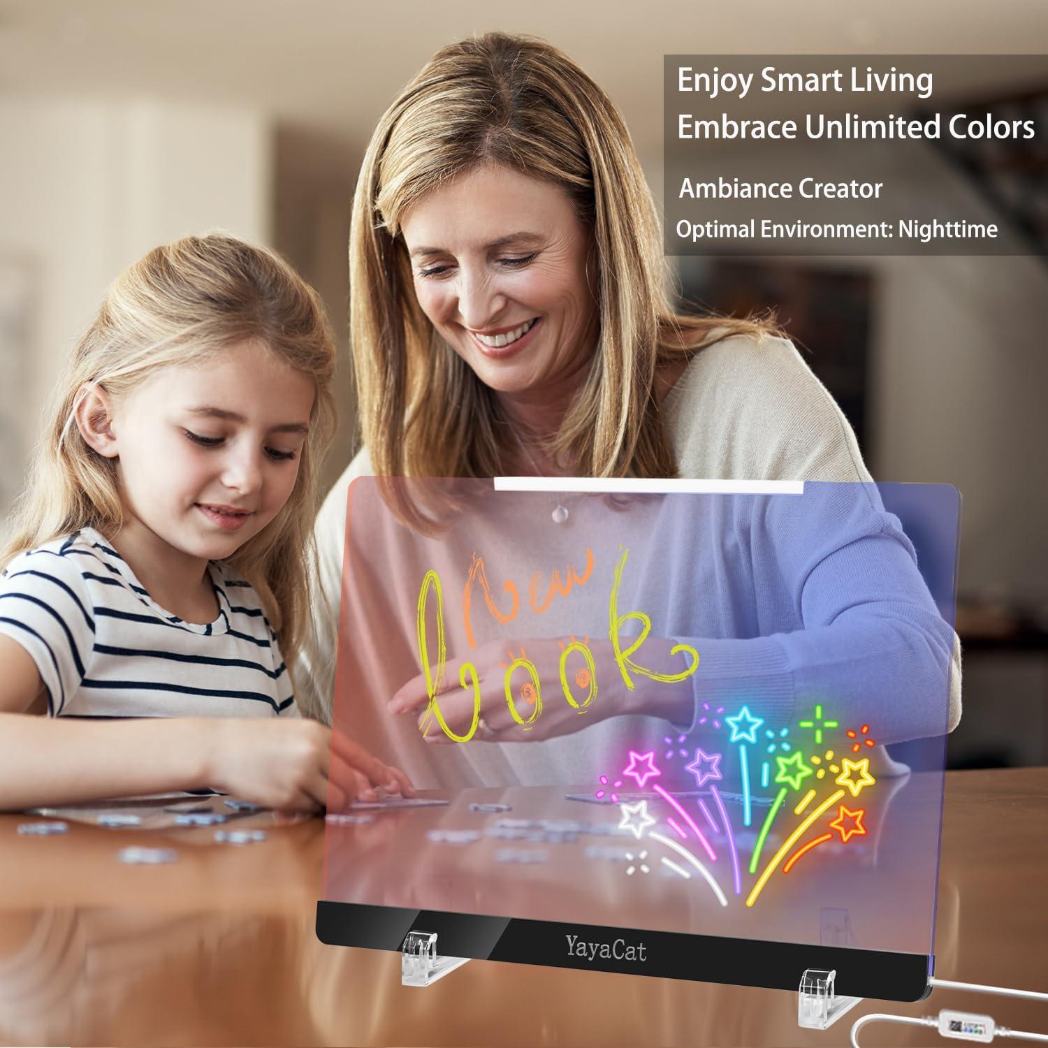 Tablero LED Acrílico YayaCat 30.48x21.59 cm Control Remoto