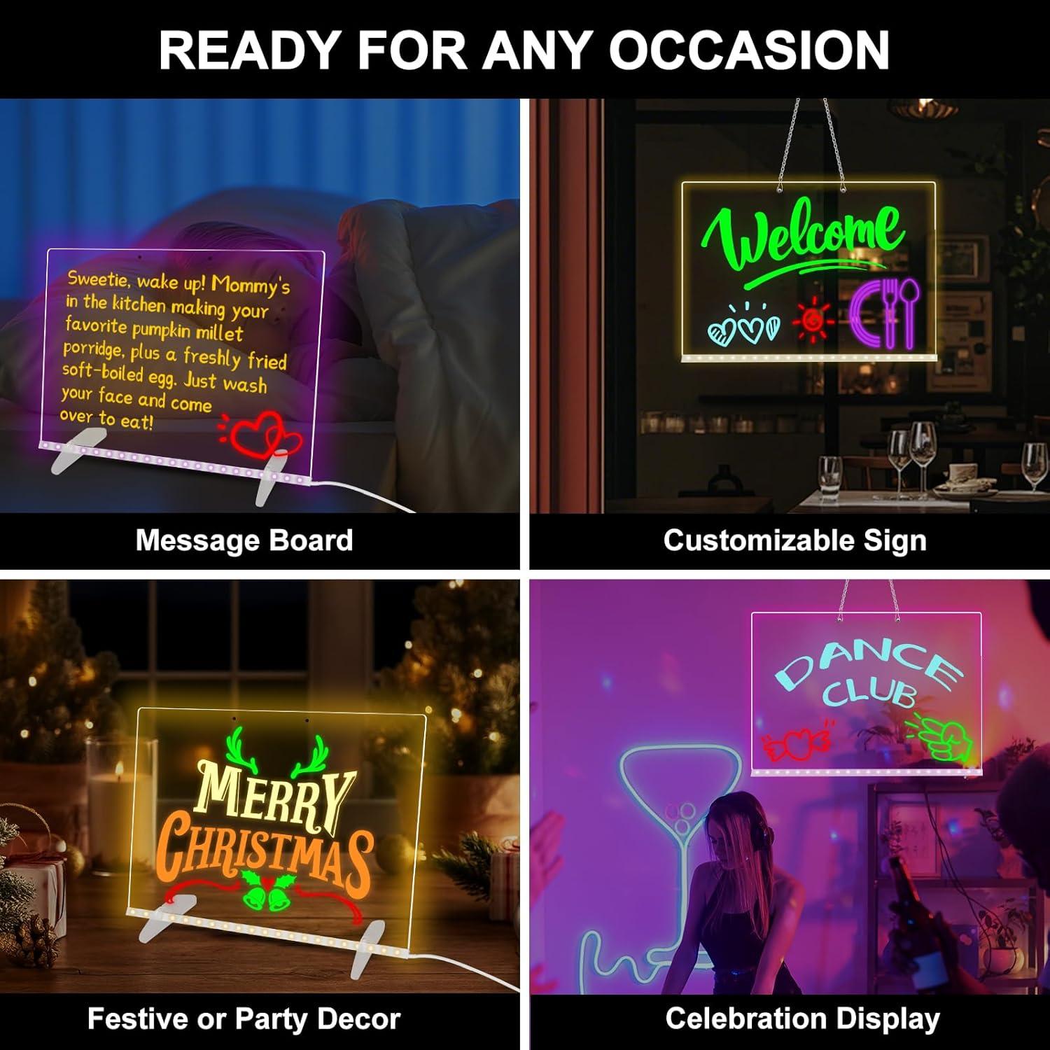 Tablero de Notas LED Eascor 35.1x25.4cm 4 Modos 7 Colores