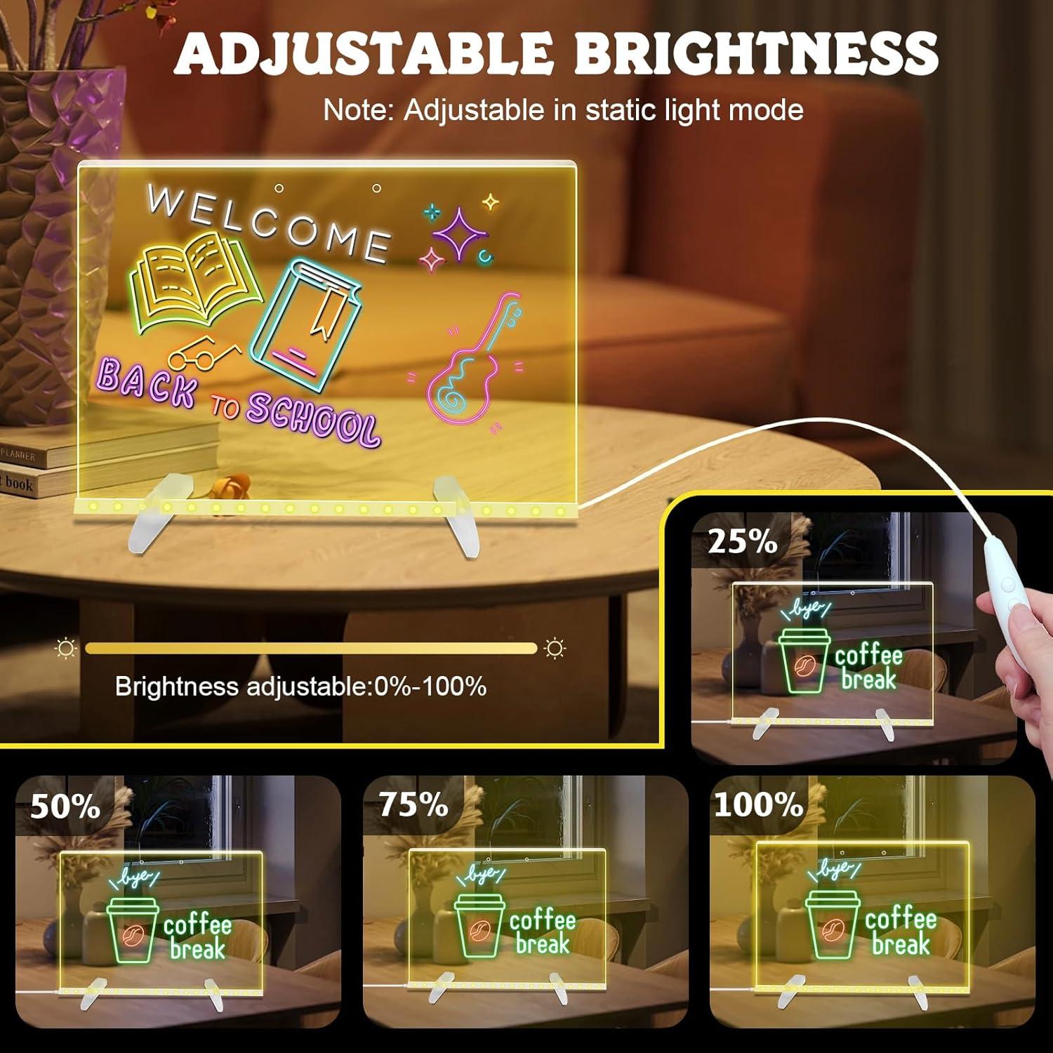 Tablero de Notas LED Corpower 35.1x25.4cm 7 Colores 4 Modos