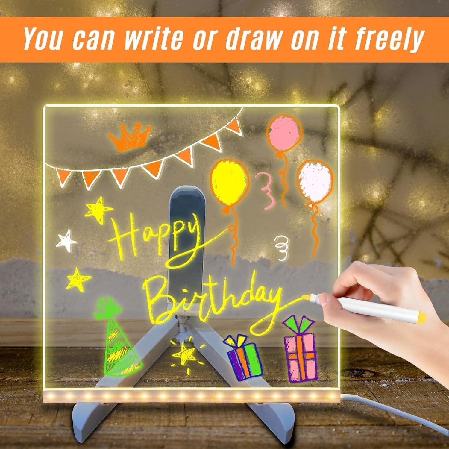 Tablero de Notas LED Genérico 15x15 cm con 7 Marcadores