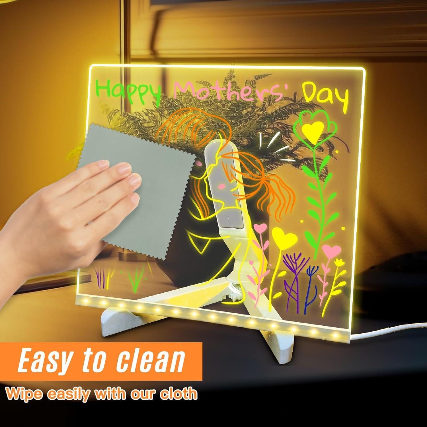 Tablero de Notas LED Genérico 15x15 cm con 7 Marcadores