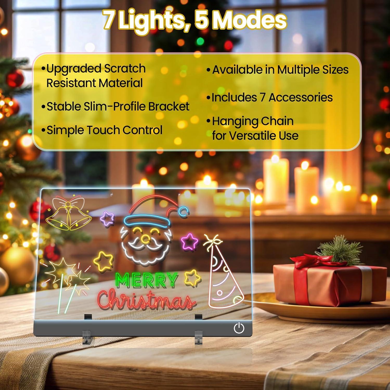 Tablero de Notas LED Klewo 35.1x25.4 cm con 7 Colores