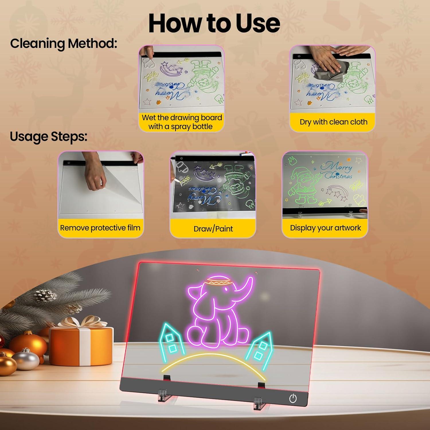 Tablero de Notas LED Klewo 35.1x25.4 cm con 7 Colores