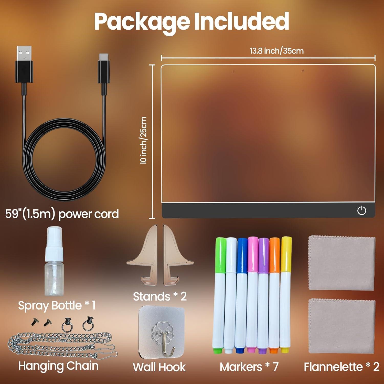 Tablero de Notas LED Klewo 35.1x25.4 cm con 7 Colores