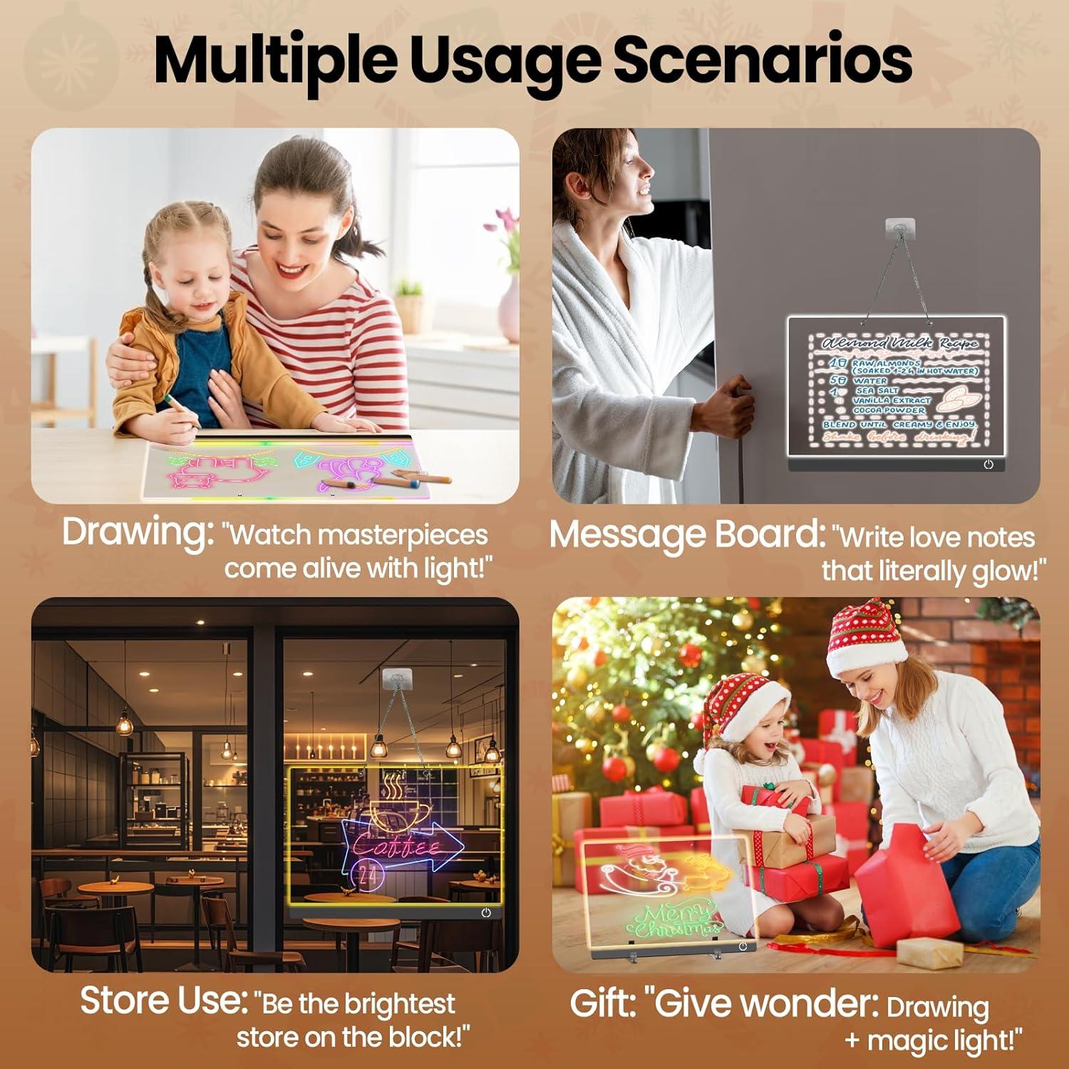 Tablero de Notas LED Klewo 35.1x25.4 cm con 7 Colores