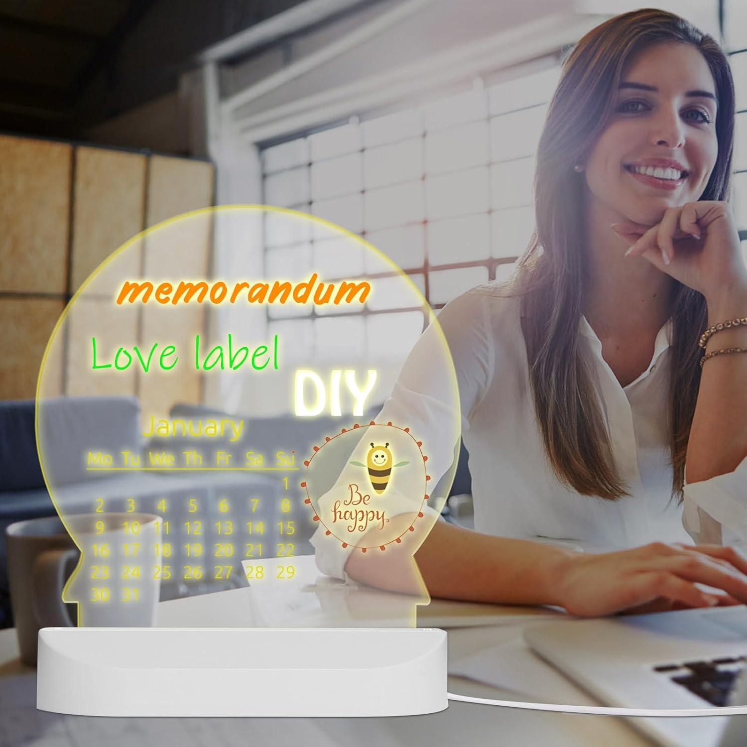 Tablero de Notas LED CIBOTIES Acrílico Borrado en Seco 10.1x12.9cm