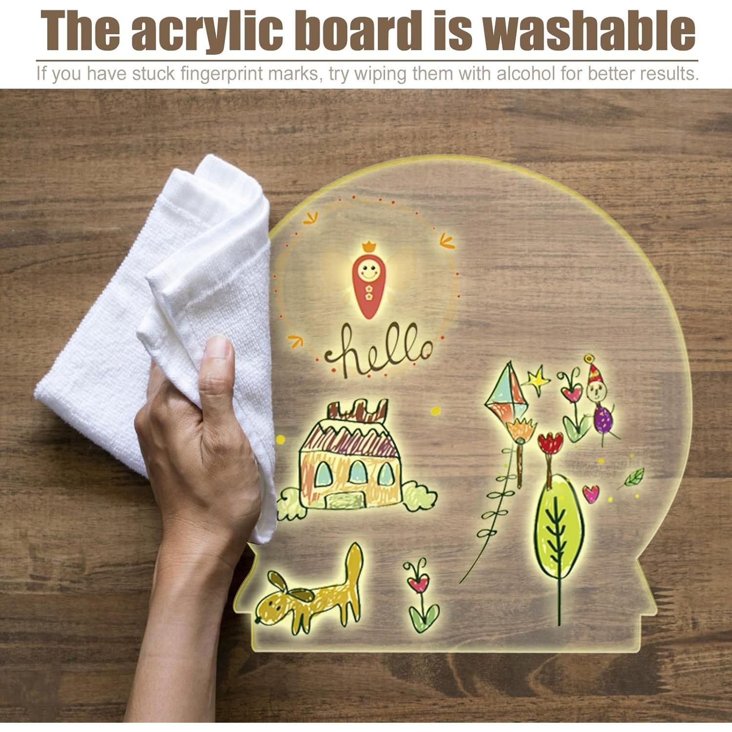 Tablero de Notas LED CIBOTIES Acrílico Borrado en Seco 10.1x12.9cm