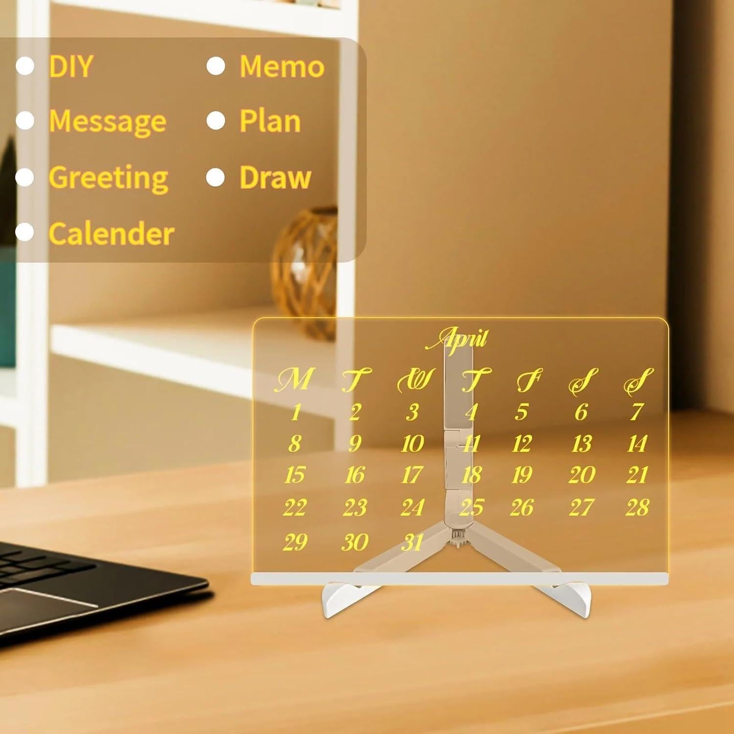 Tablero de Notas LED RWSEFK 20x20cm Acrílico Borrado en Seco