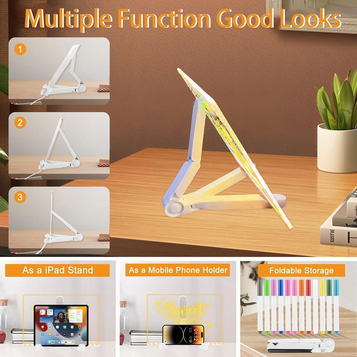 Tablero de Notas LED RWSEFK 20x20cm Acrílico Borrado en Seco