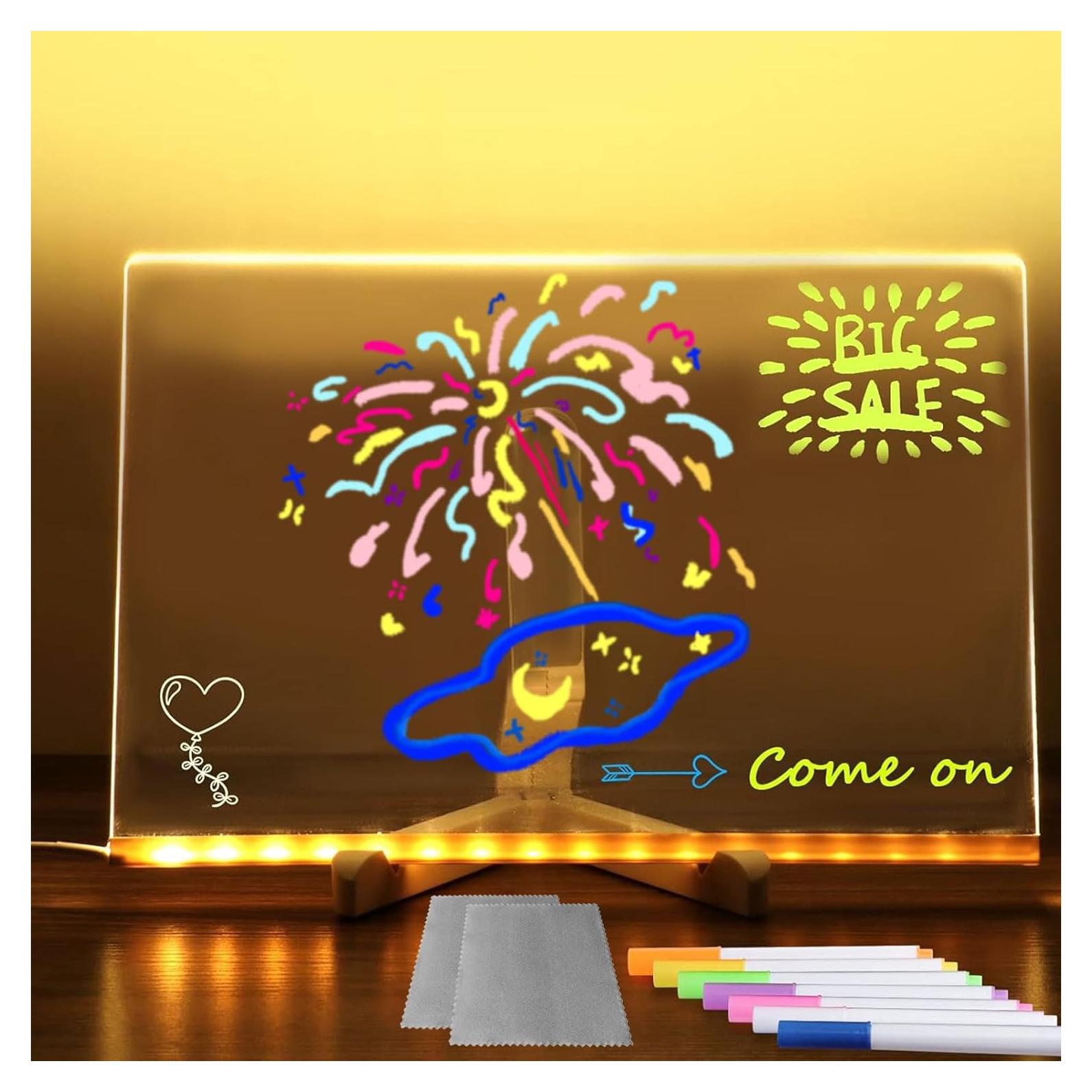 Tablero de Notas LED KARNXYL Acrílico 30x20cm con 7 Lápices